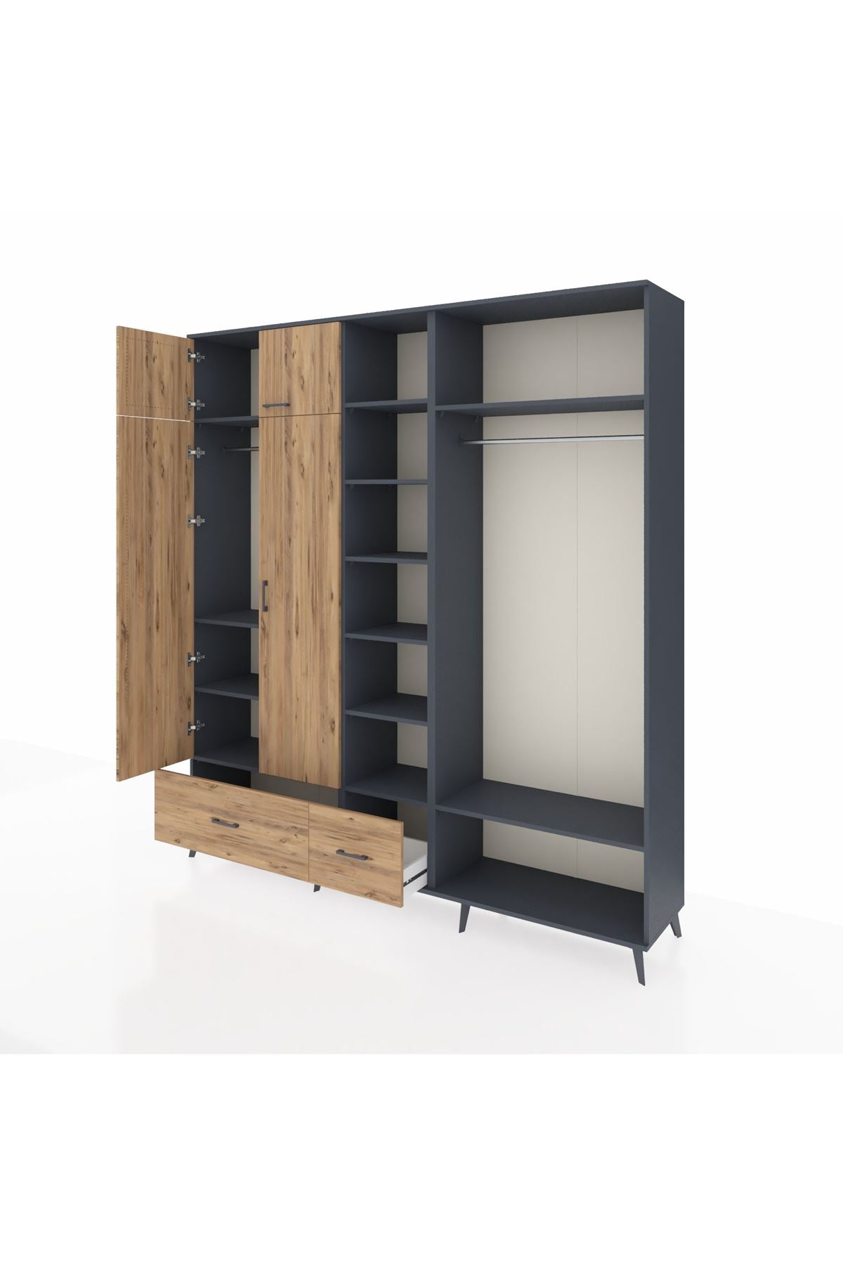 Hyperion Dolap 12 Raflı 2 Çekmeceli 2 Askılı 220x44x243 - S553M046V12B