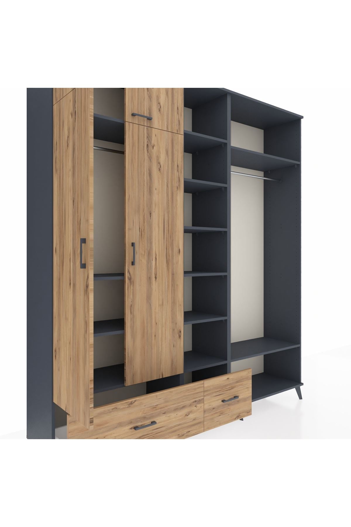 Hyperion Dolap 12 Raflı 2 Çekmeceli 2 Askılı 220x44x243 - S553M046V12B