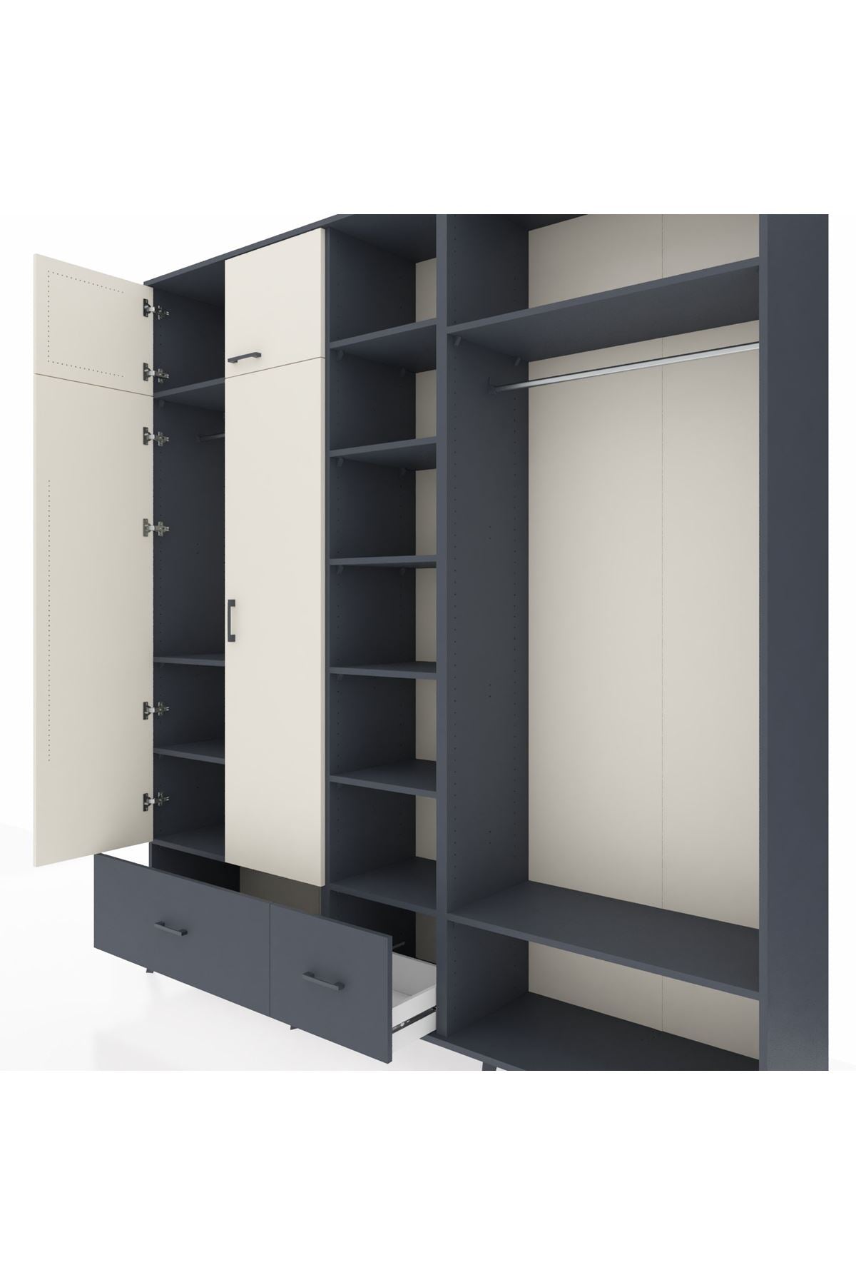 Hyperion Dolap 12 Raflı 2 Çekmeceli 2 Askılı 220x44x243 - S553M046V14B