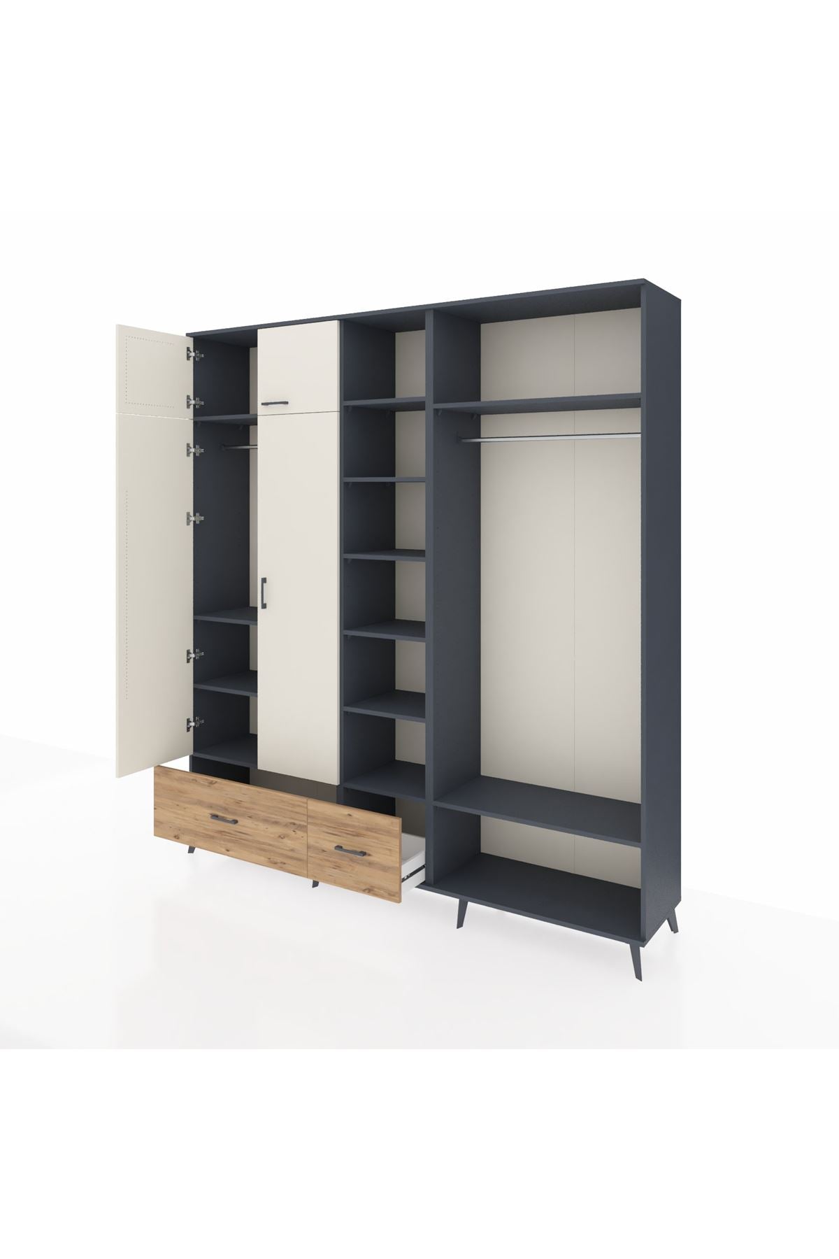 Hyperion Dolap 12 Raflı 2 Çekmeceli 2 Askılı 220x44x243 - S553M046V15B