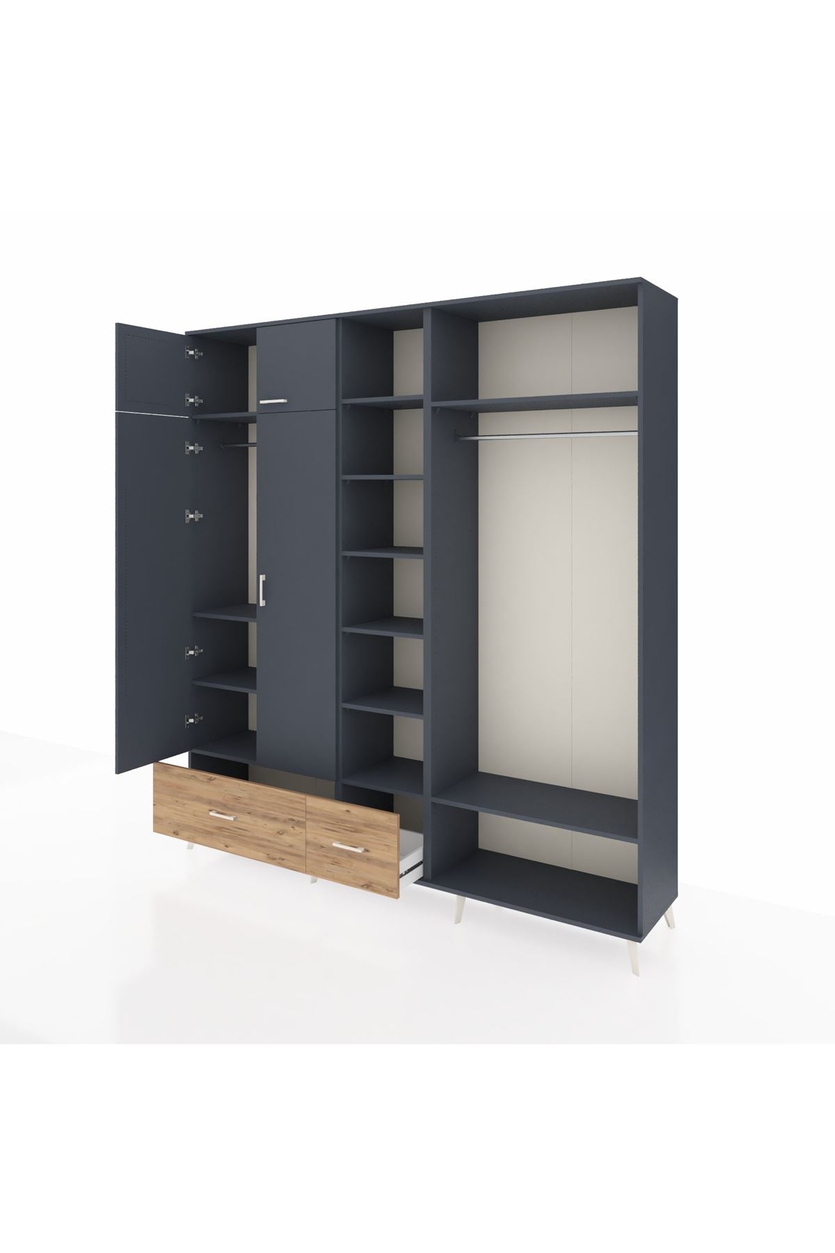 Hyperion Dolap 12 Raflı 2 Çekmeceli 2 Askılı 220x44x243 - S553M046V18B