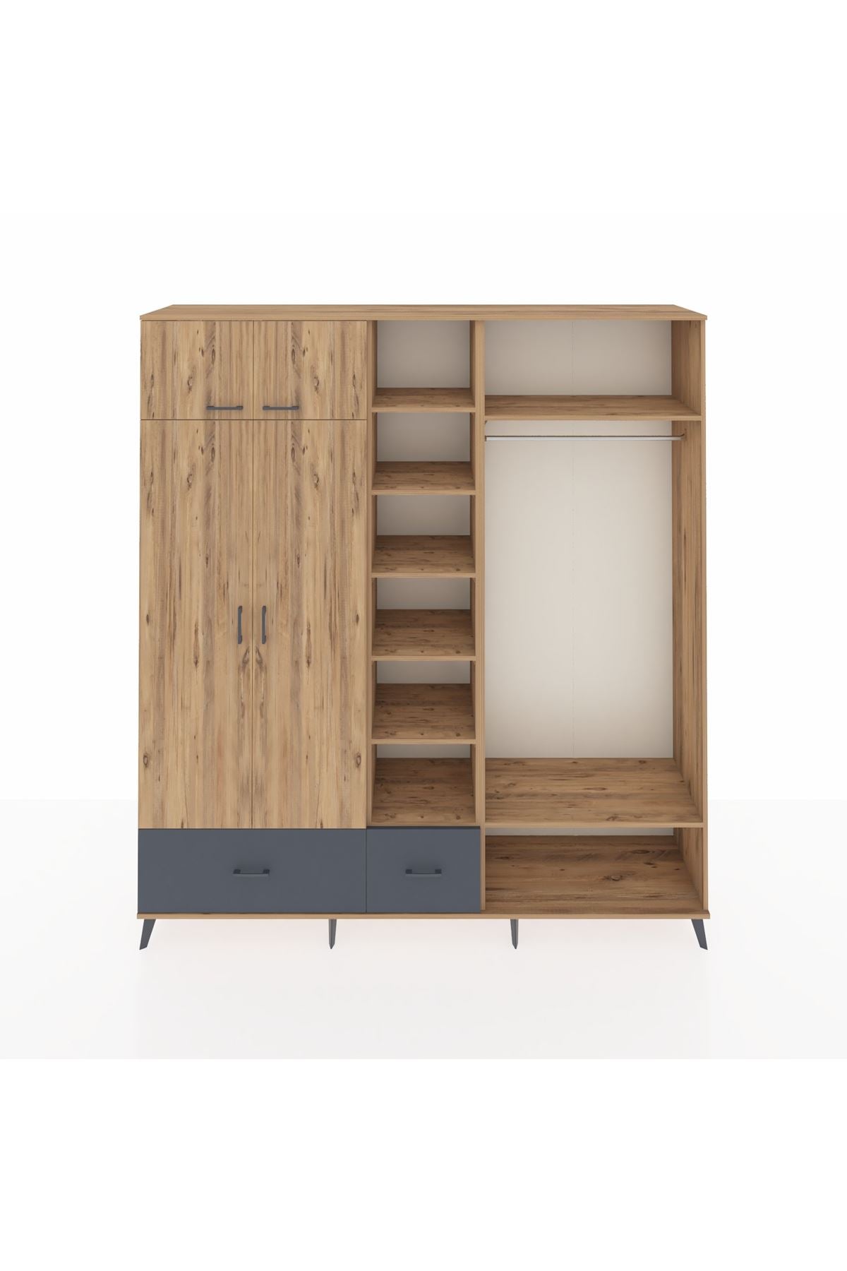 Hyperion Dolap 12 Raflı 2 Çekmeceli 2 Askılı 220x44x243 - S553M046V20B