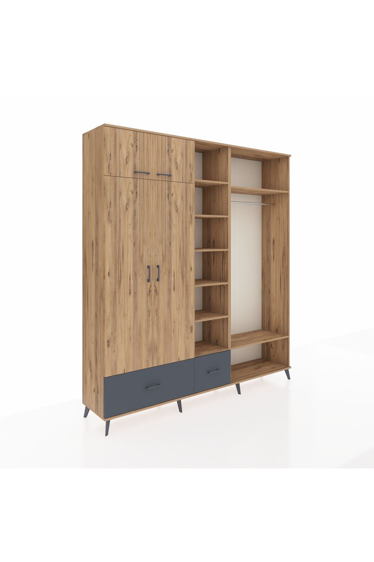 Hyperion Dolap 12 Raflı 2 Çekmeceli 2 Askılı 220x44x243 - S553M046V20B