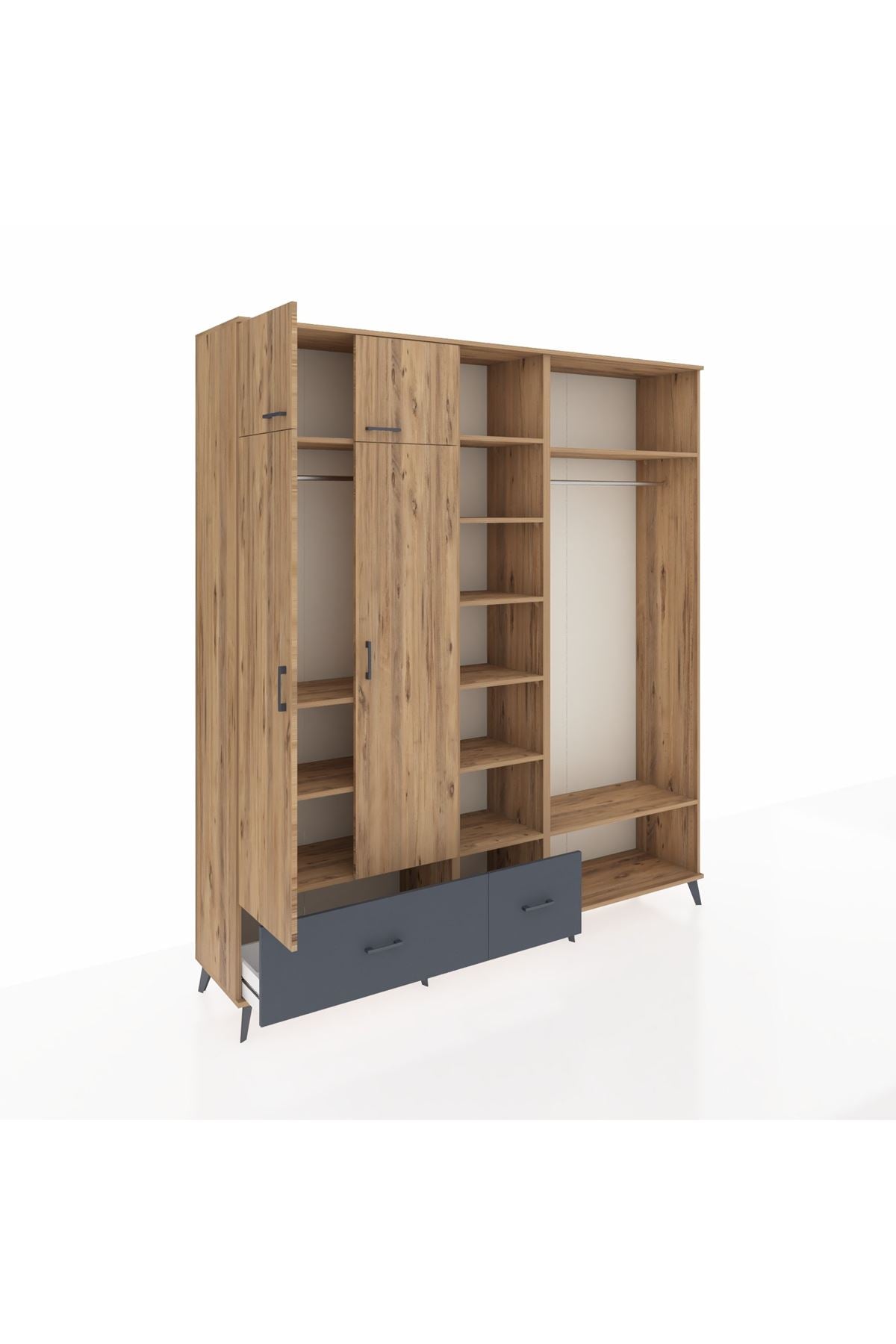 Hyperion Dolap 12 Raflı 2 Çekmeceli 2 Askılı 220x44x243 - S553M046V20B