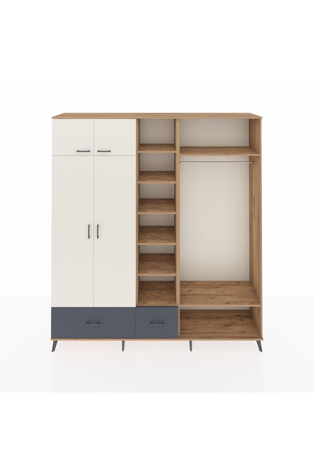 Hyperion Dolap 12 Raflı 2 Çekmeceli 2 Askılı 220x44x243 - S553M046V23B