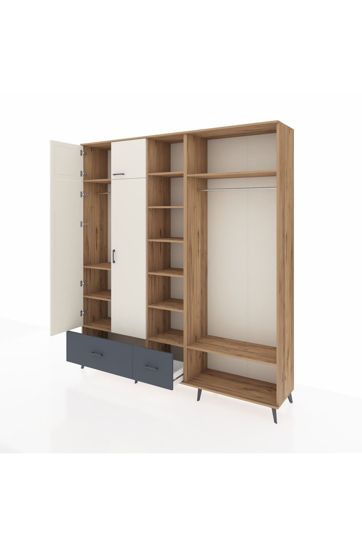 Hyperion Dolap 12 Raflı 2 Çekmeceli 2 Askılı 220x44x243 - S553M046V23B