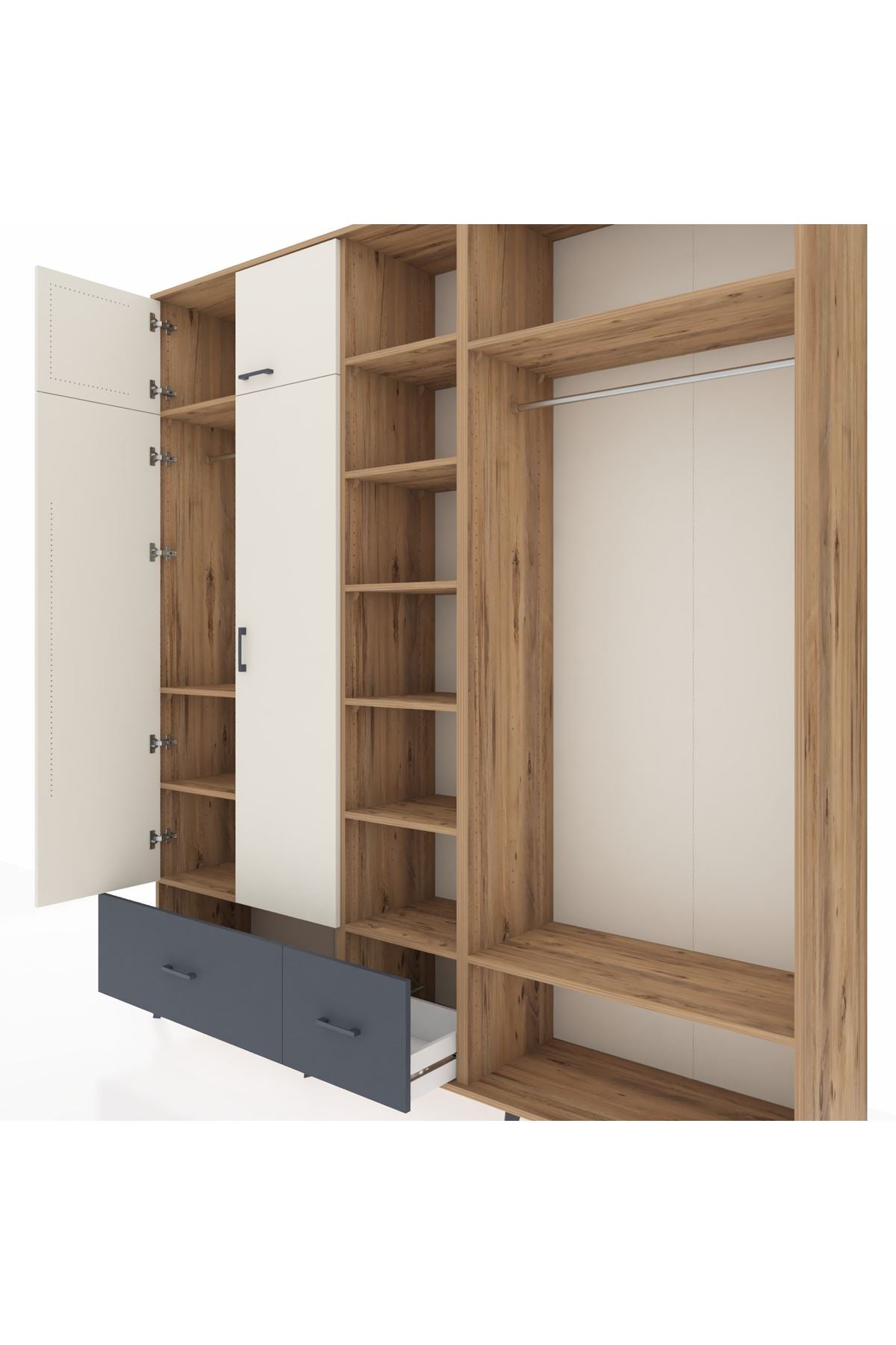 Hyperion Dolap 12 Raflı 2 Çekmeceli 2 Askılı 220x44x243 - S553M046V23B