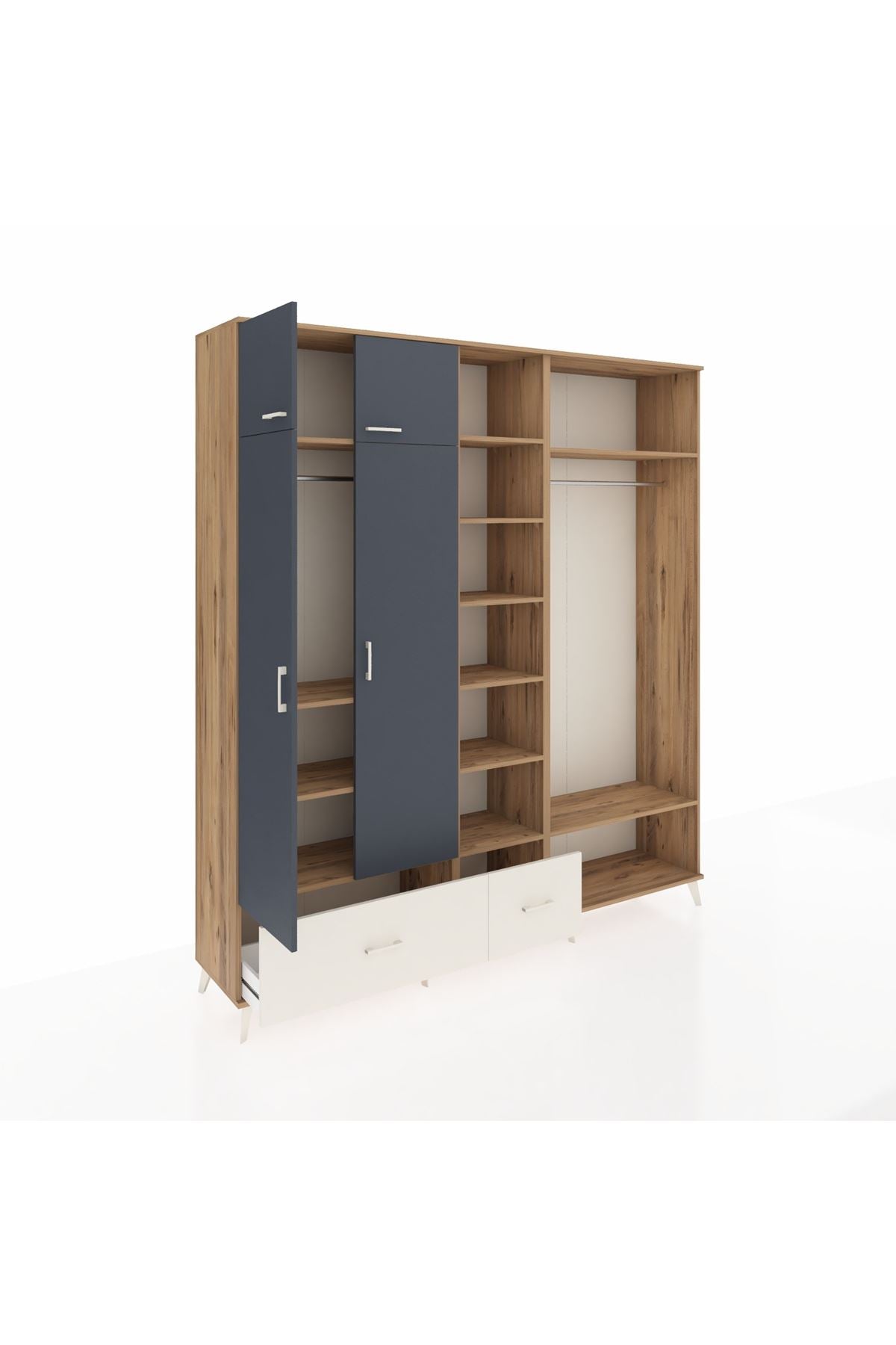 Hyperion Dolap 12 Raflı 2 Çekmeceli 2 Askılı 220x44x243 - S553M046V25B