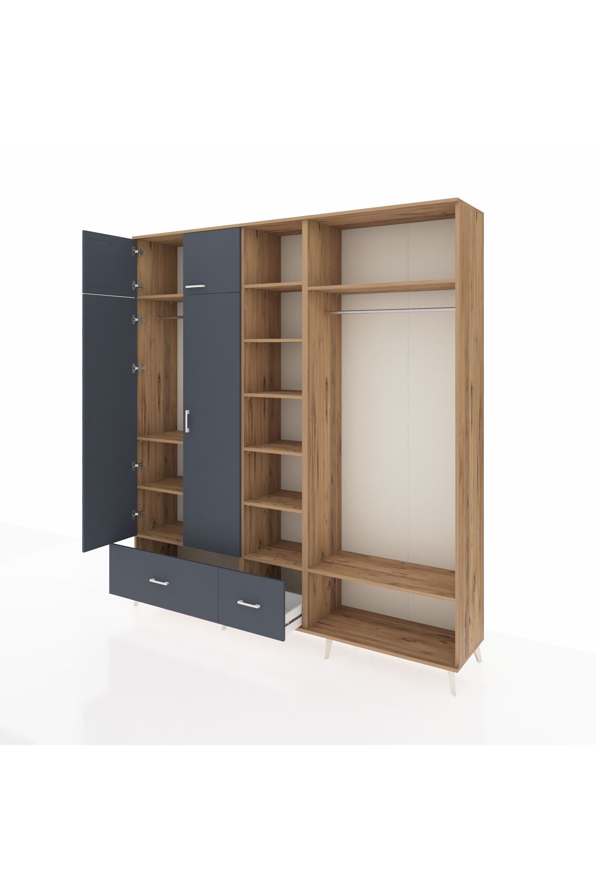 Hyperion Dolap 12 Raflı 2 Çekmeceli 2 Askılı 220x44x243 - S553M046V26B