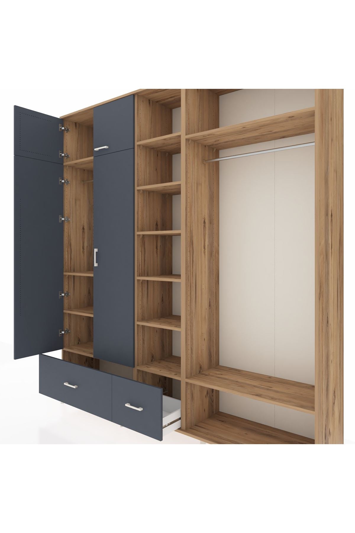 Hyperion Dolap 12 Raflı 2 Çekmeceli 2 Askılı 220x44x243 - S553M046V26B