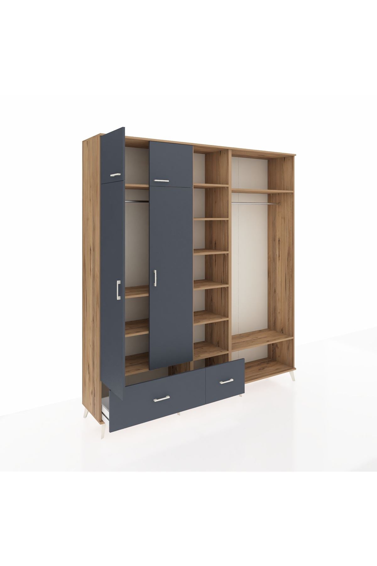 Hyperion Dolap 12 Raflı 2 Çekmeceli 2 Askılı 220x44x243 - S553M046V26B