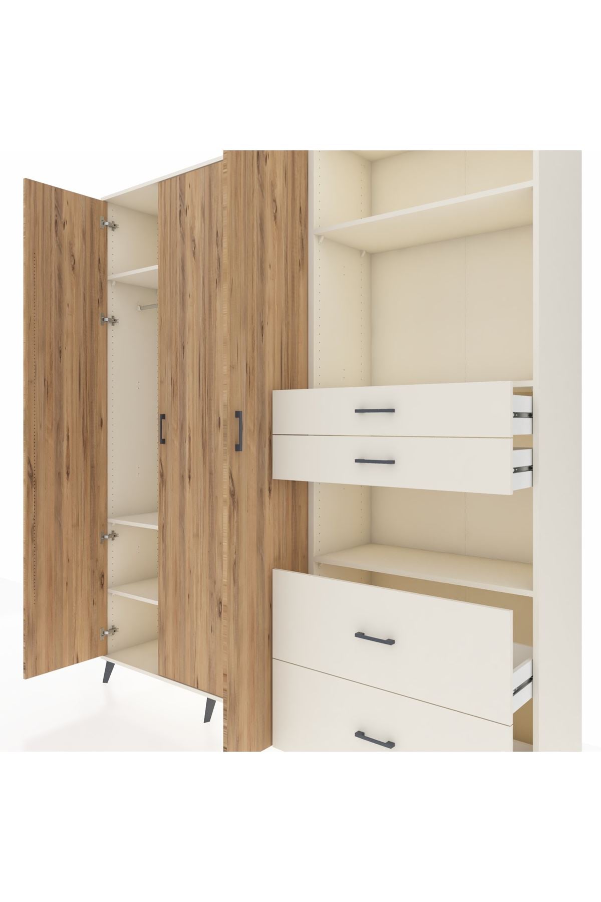 Hyperion Dolap 12 Raflı 4 Çekmeceli Tek Askılı 220x44x243 - S553M047V01B