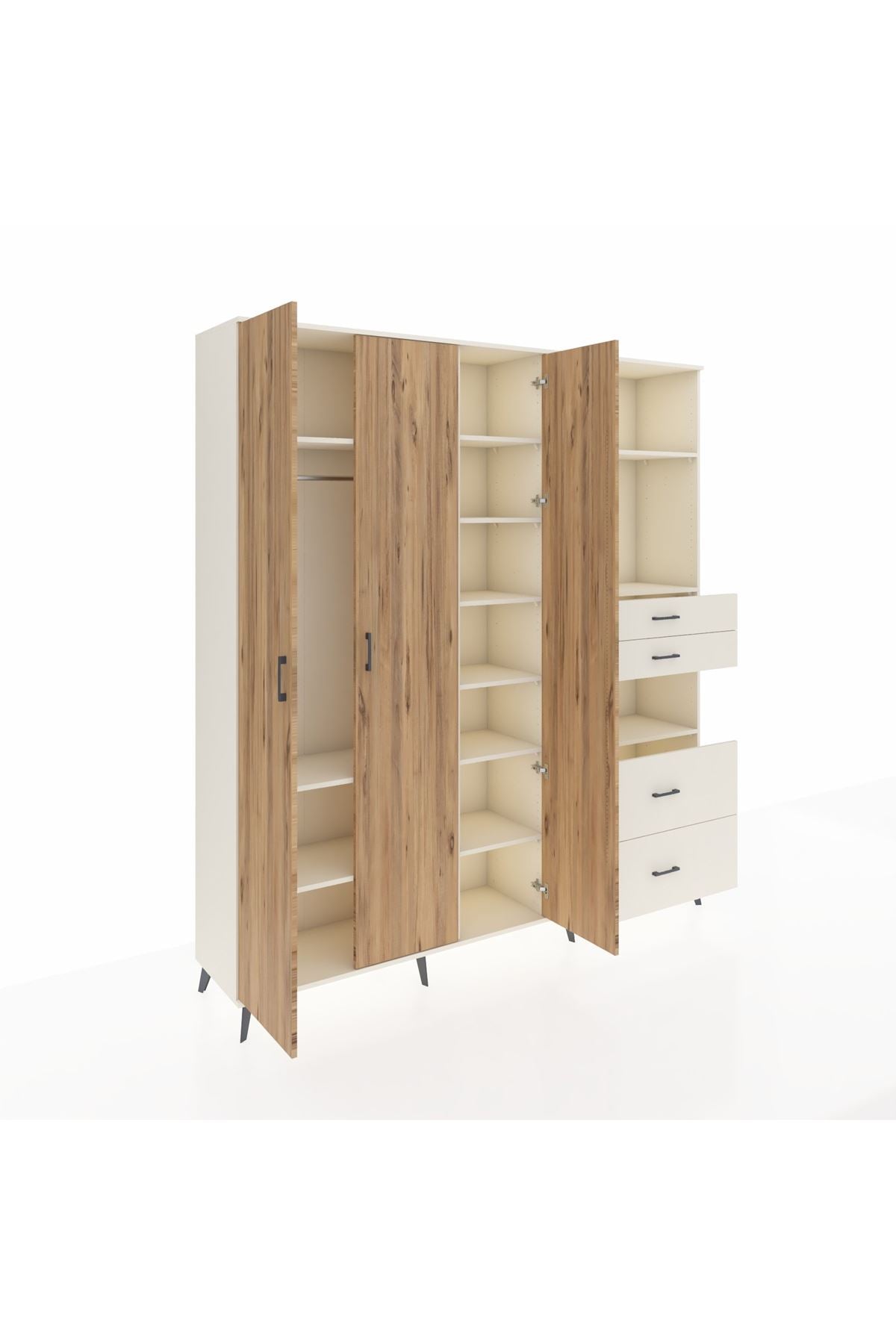 Hyperion Dolap 12 Raflı 4 Çekmeceli Tek Askılı 220x44x243 - S553M047V01B