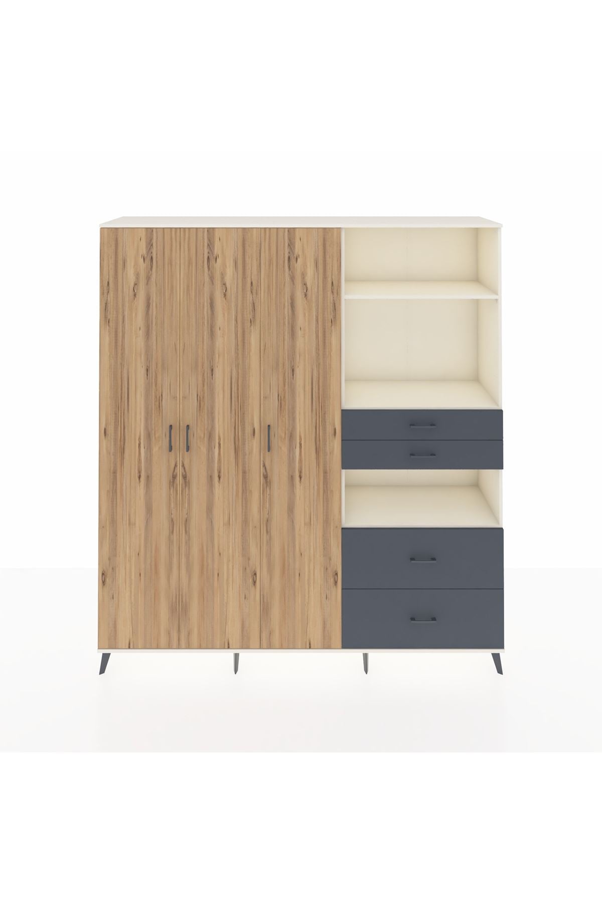 Hyperion Dolap 12 Raflı 4 Çekmeceli Tek Askılı 220x44x243 - S553M047V02B