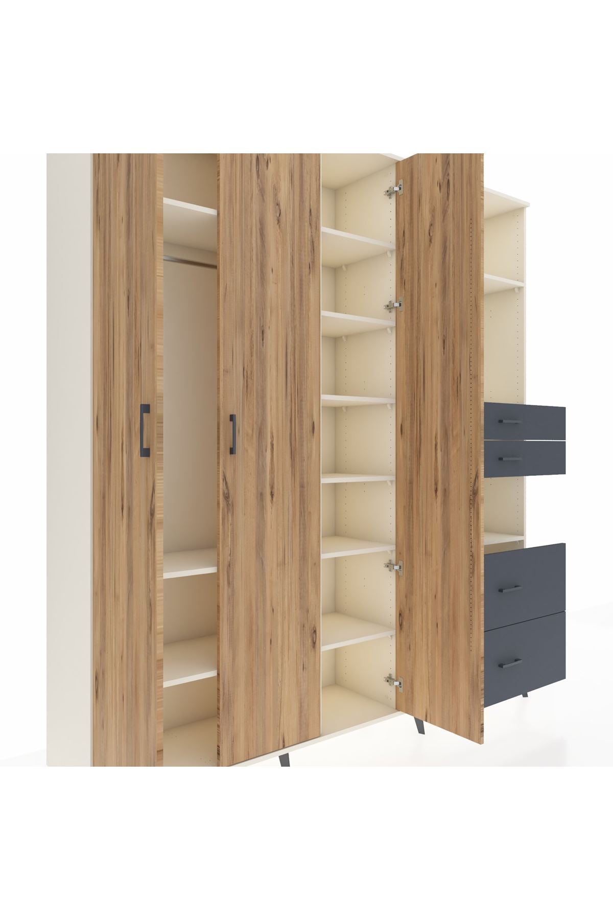 Hyperion Dolap 12 Raflı 4 Çekmeceli Tek Askılı 220x44x243 - S553M047V02B