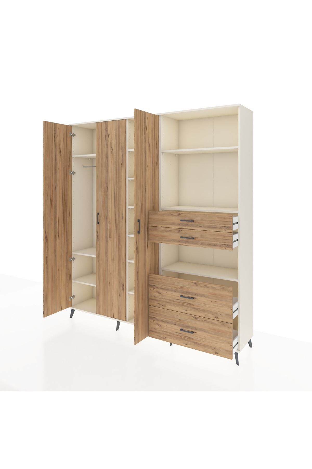 Hyperion Dolap 12 Raflı 4 Çekmeceli Tek Askılı 220x44x243 - S553M047V03B