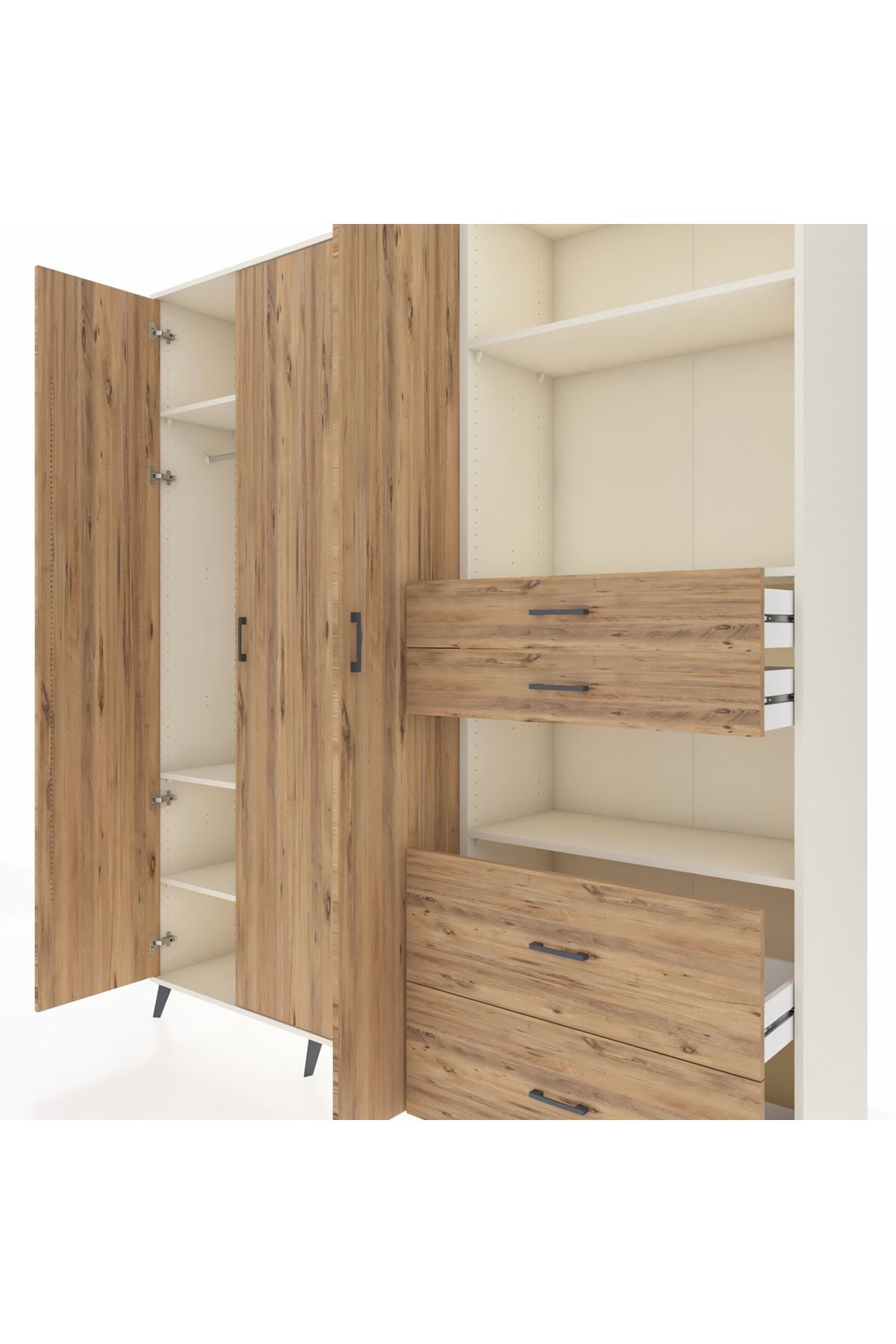 Hyperion Dolap 12 Raflı 4 Çekmeceli Tek Askılı 220x44x243 - S553M047V03B