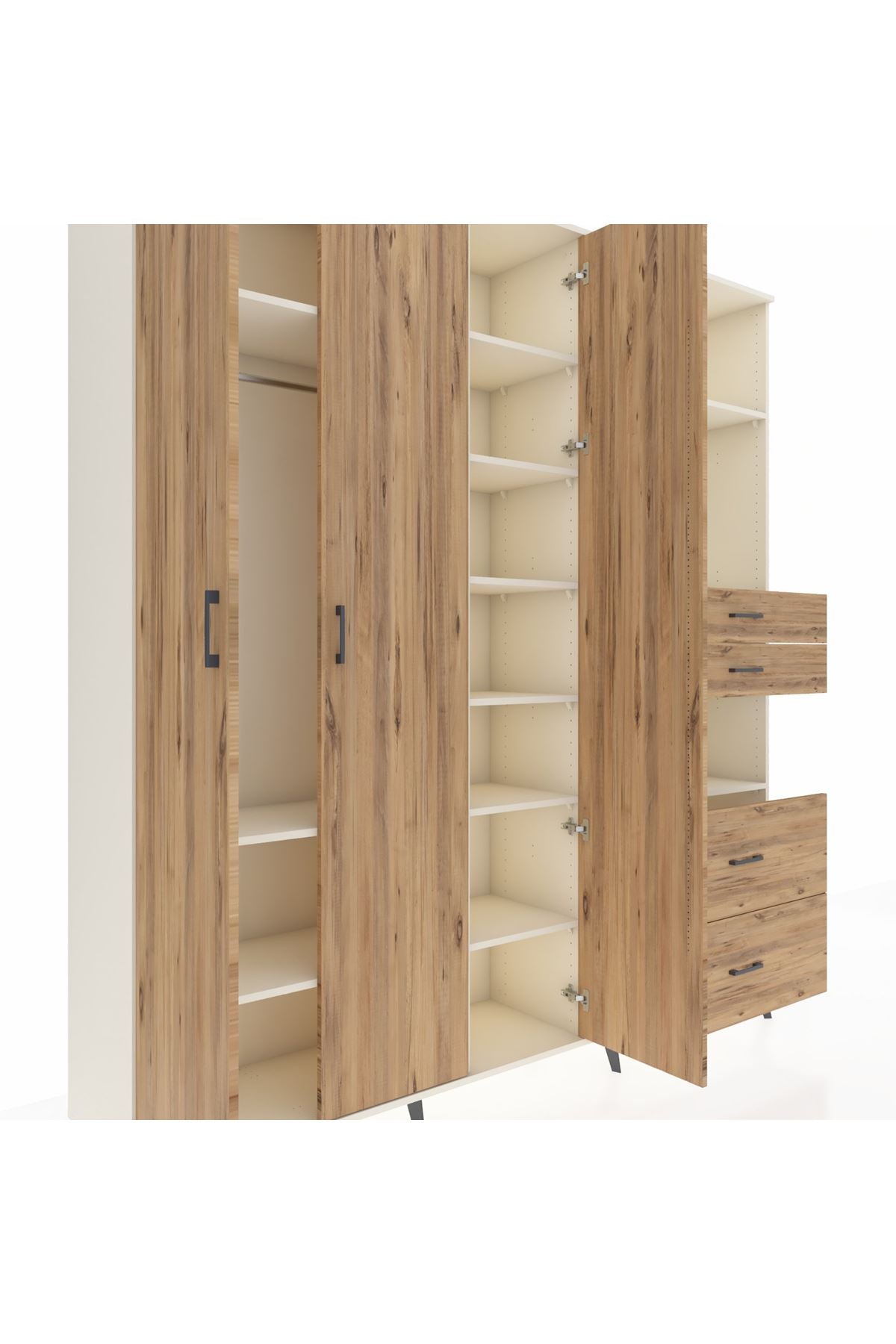 Hyperion Dolap 12 Raflı 4 Çekmeceli Tek Askılı 220x44x243 - S553M047V03B