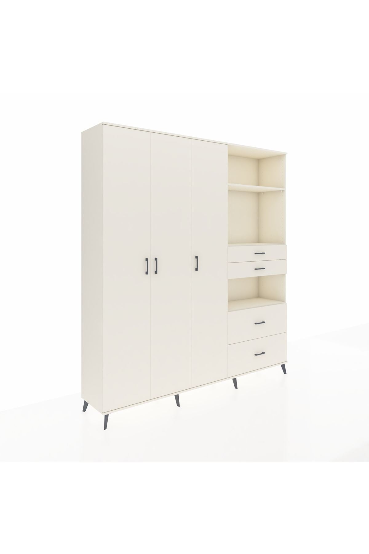 Hyperion Dolap 12 Raflı 4 Çekmeceli Tek Askılı 220x44x243 - S553M047V04B