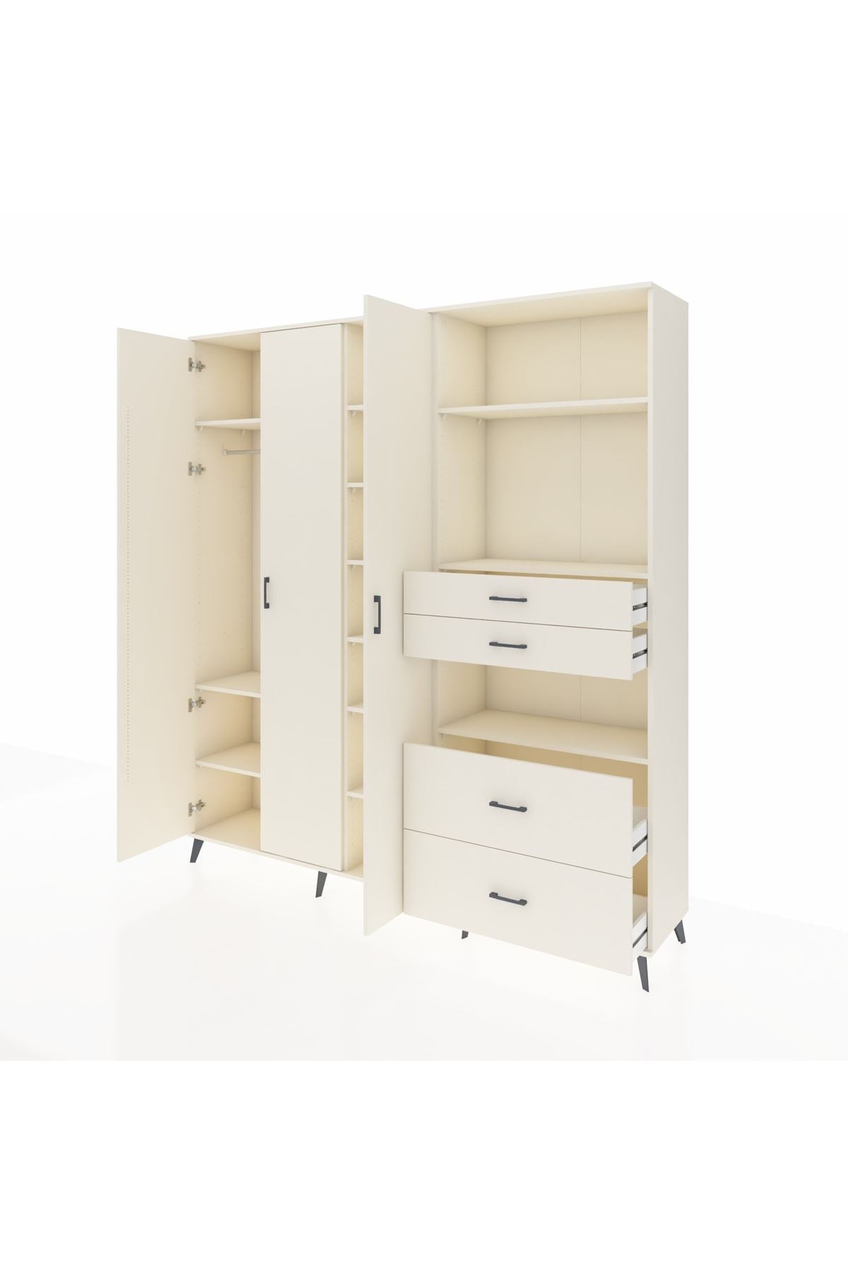 Hyperion Dolap 12 Raflı 4 Çekmeceli Tek Askılı 220x44x243 - S553M047V04B