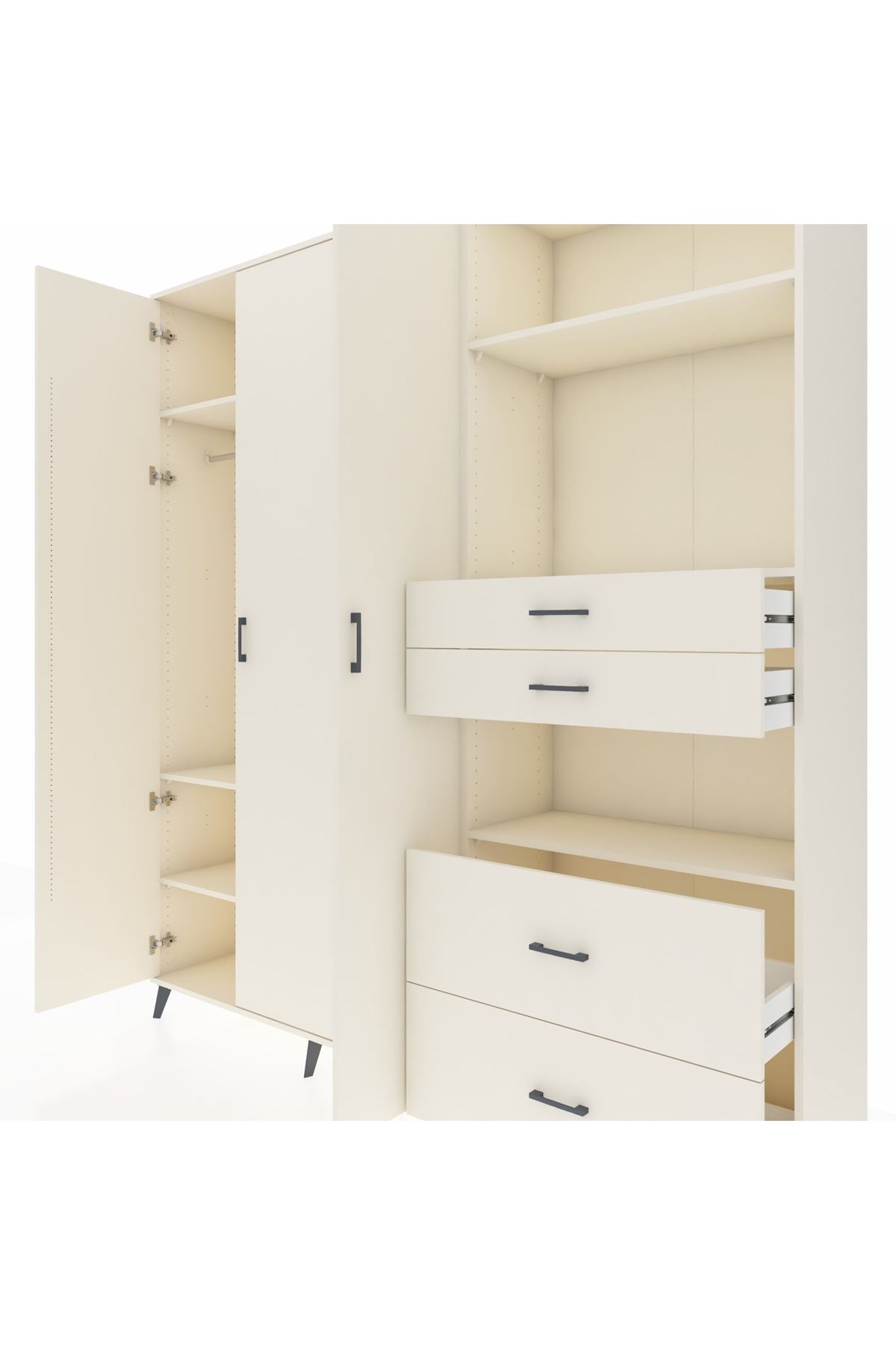 Hyperion Dolap 12 Raflı 4 Çekmeceli Tek Askılı 220x44x243 - S553M047V04B