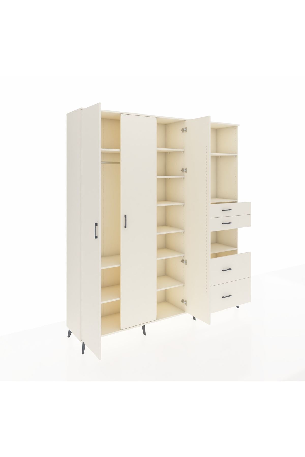 Hyperion Dolap 12 Raflı 4 Çekmeceli Tek Askılı 220x44x243 - S553M047V04B