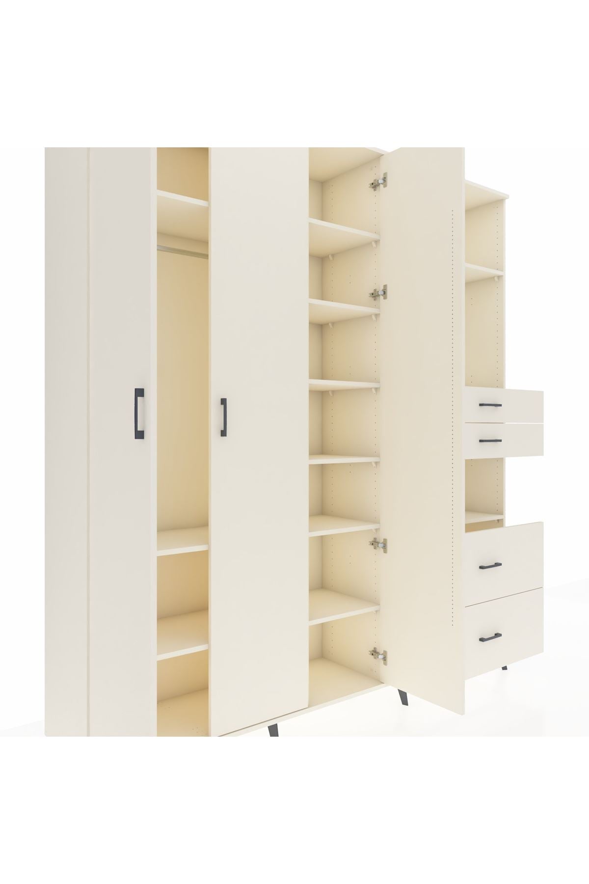 Hyperion Dolap 12 Raflı 4 Çekmeceli Tek Askılı 220x44x243 - S553M047V04B