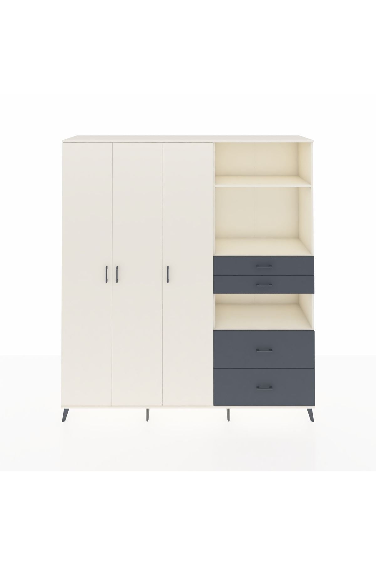 Hyperion Dolap 12 Raflı 4 Çekmeceli Tek Askılı 220x44x243 - S553M047V05B