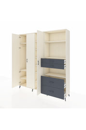 Hyperion Dolap 12 Raflı 4 Çekmeceli Tek Askılı 220x44x243 - S553M047V05B