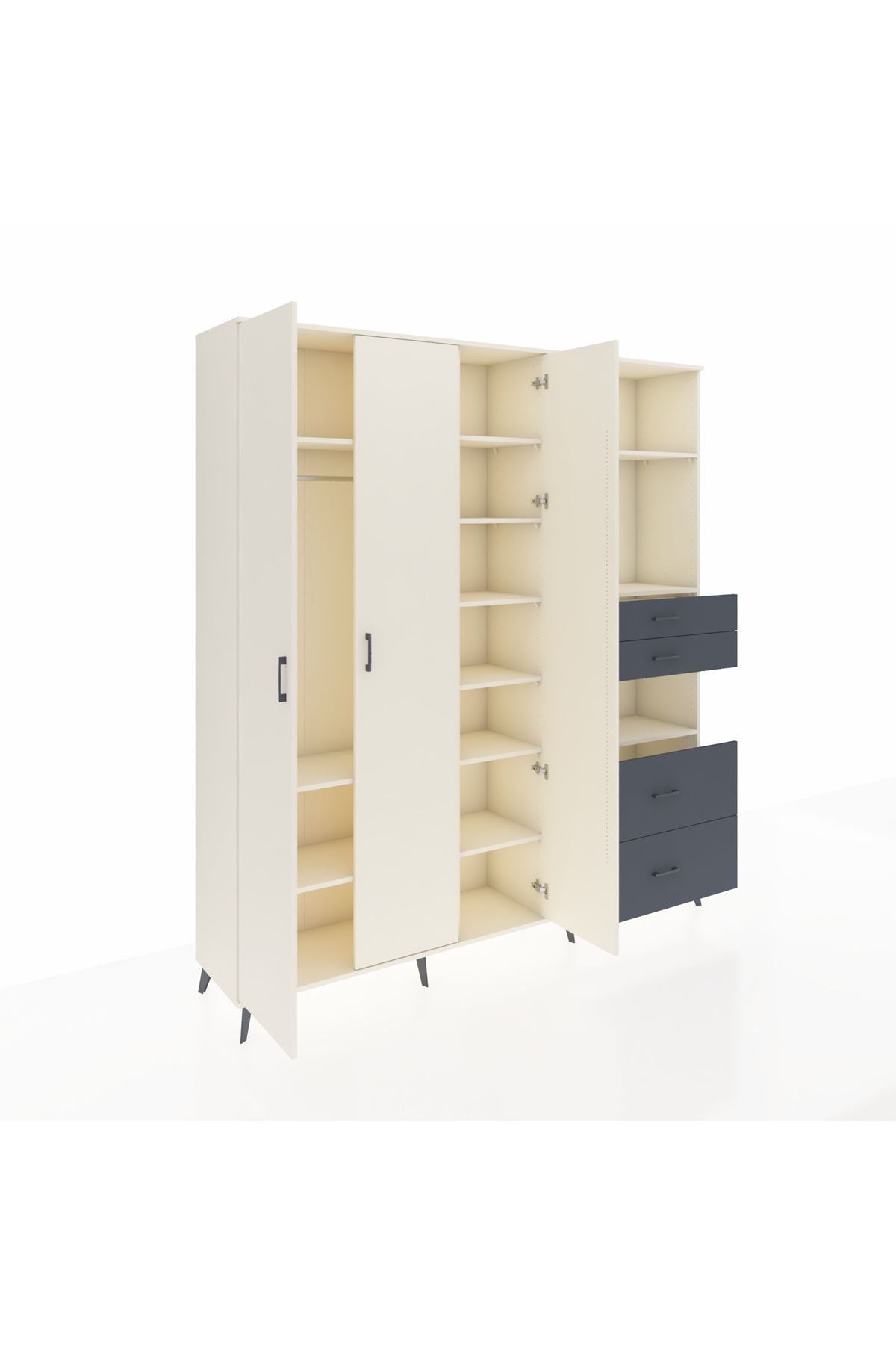 Hyperion Dolap 12 Raflı 4 Çekmeceli Tek Askılı 220x44x243 - S553M047V05B