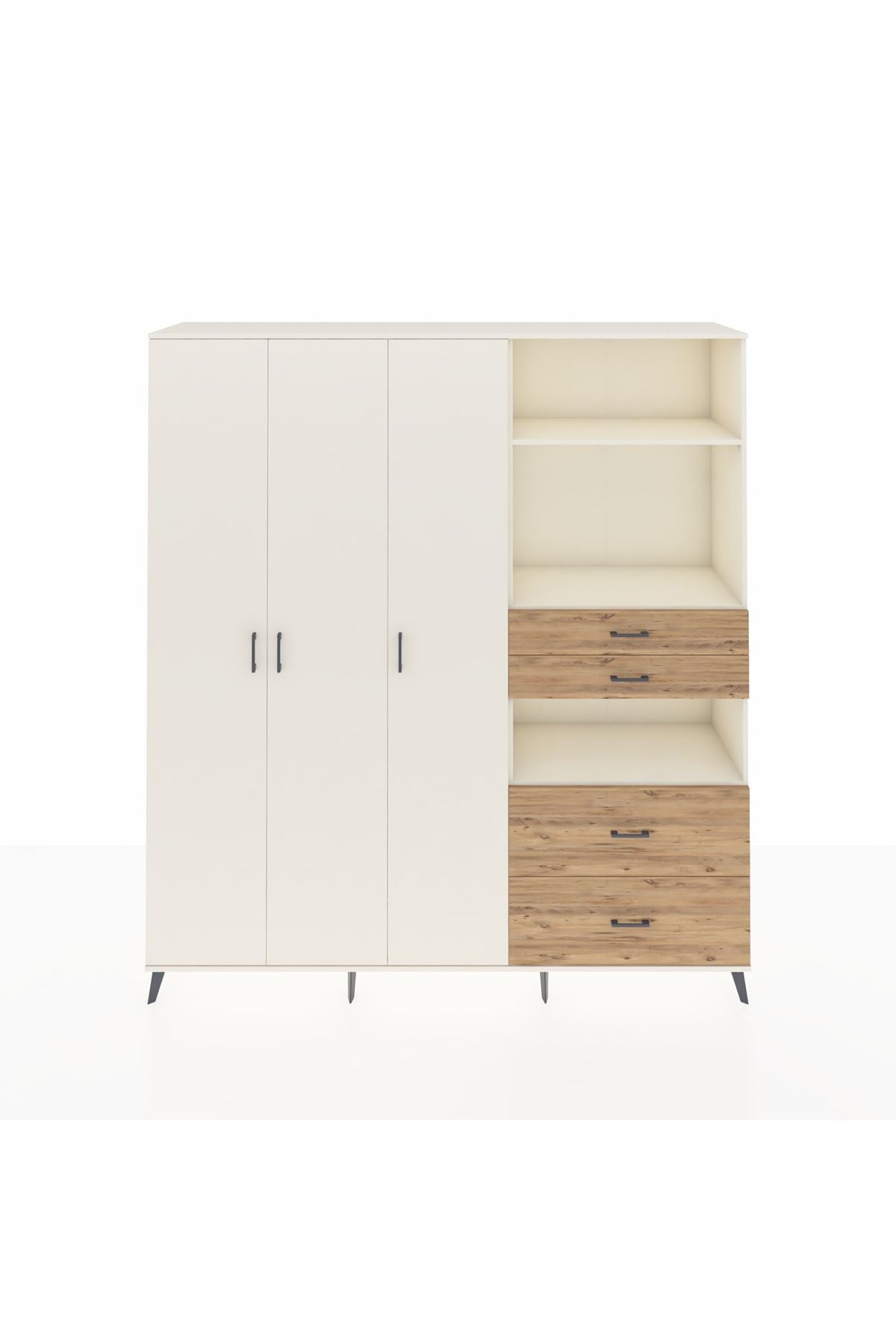 Hyperion Dolap 12 Raflı 4 Çekmeceli Tek Askılı 220x44x243 - S553M047V06B