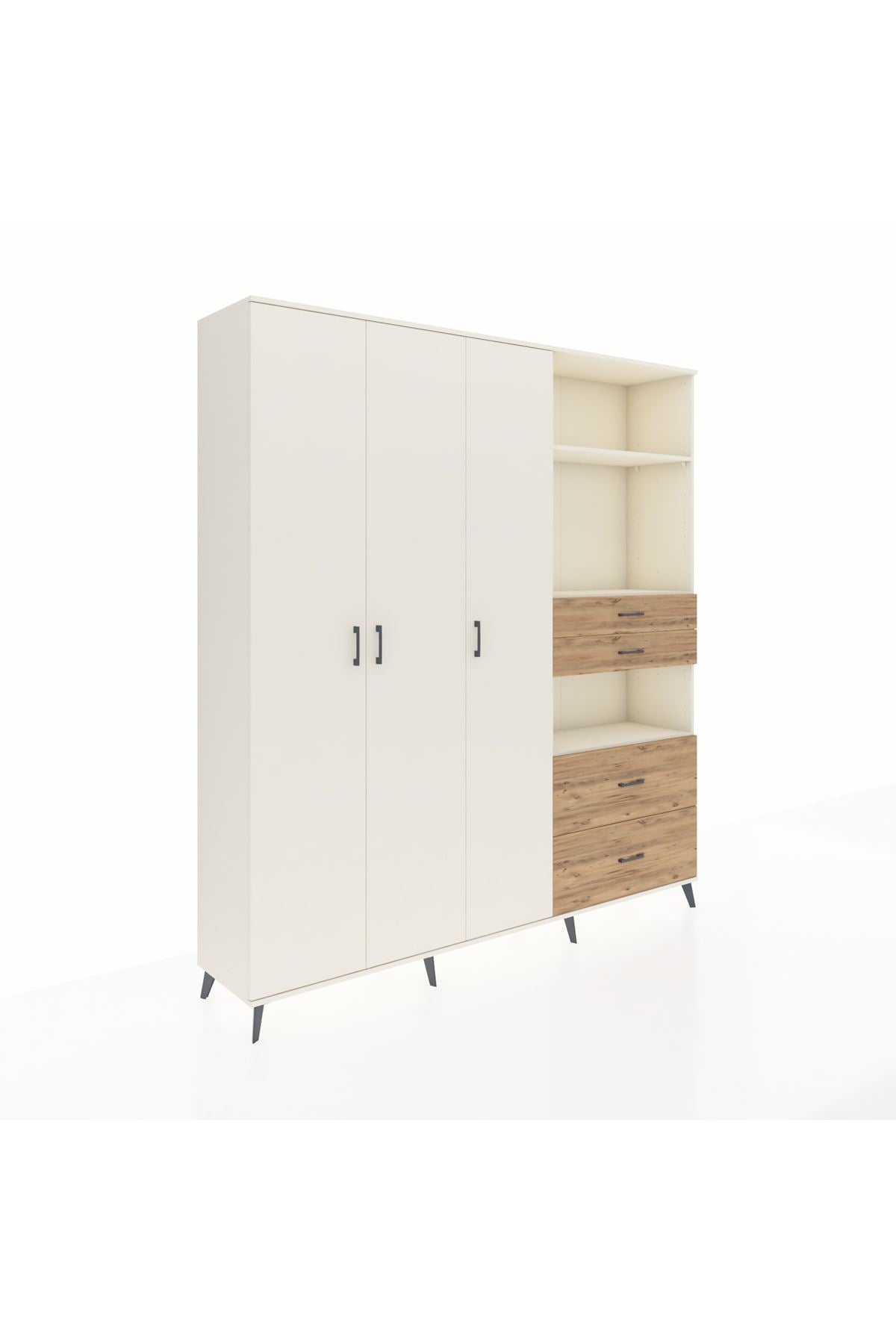 Hyperion Dolap 12 Raflı 4 Çekmeceli Tek Askılı 220x44x243 - S553M047V06B