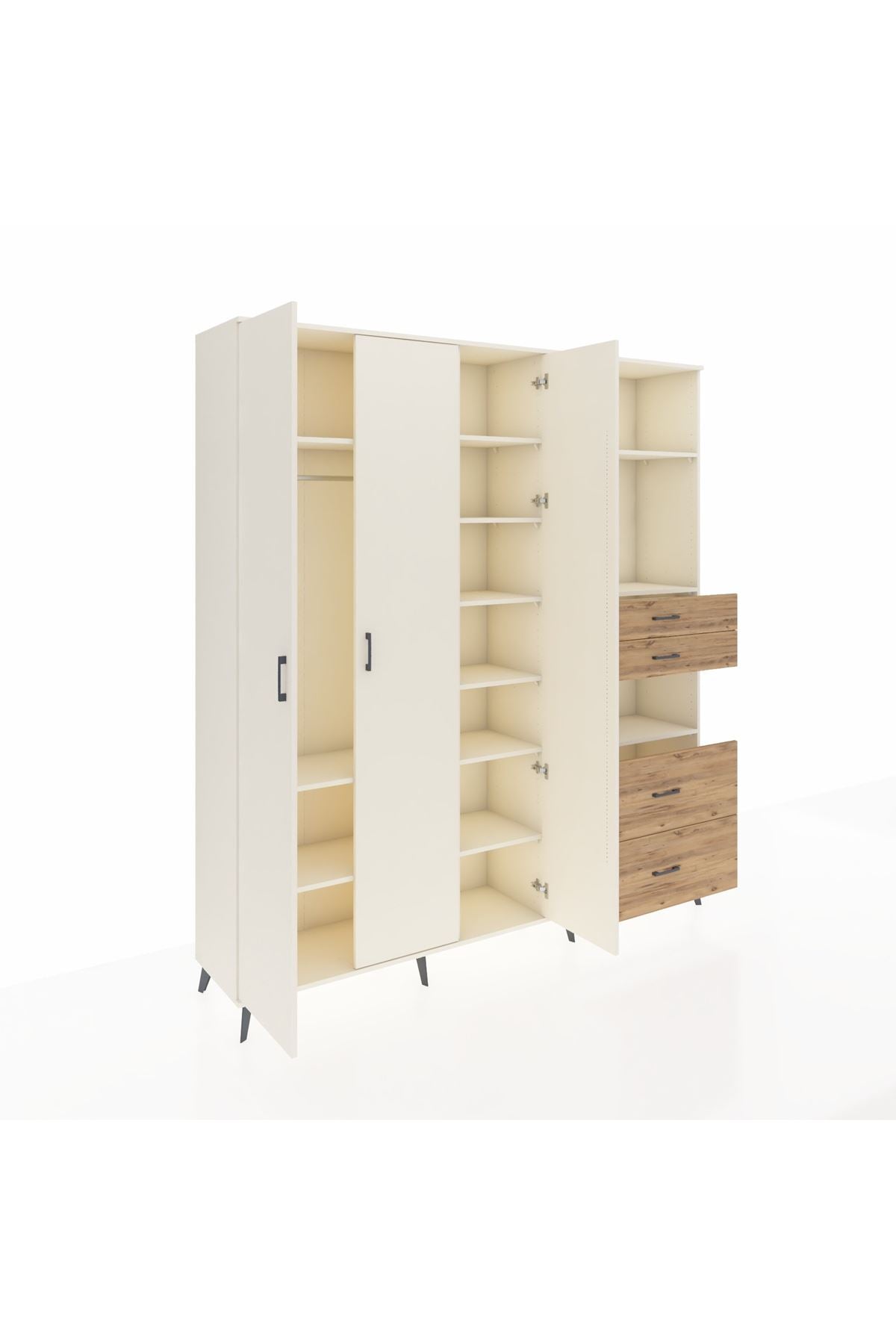 Hyperion Dolap 12 Raflı 4 Çekmeceli Tek Askılı 220x44x243 - S553M047V06B