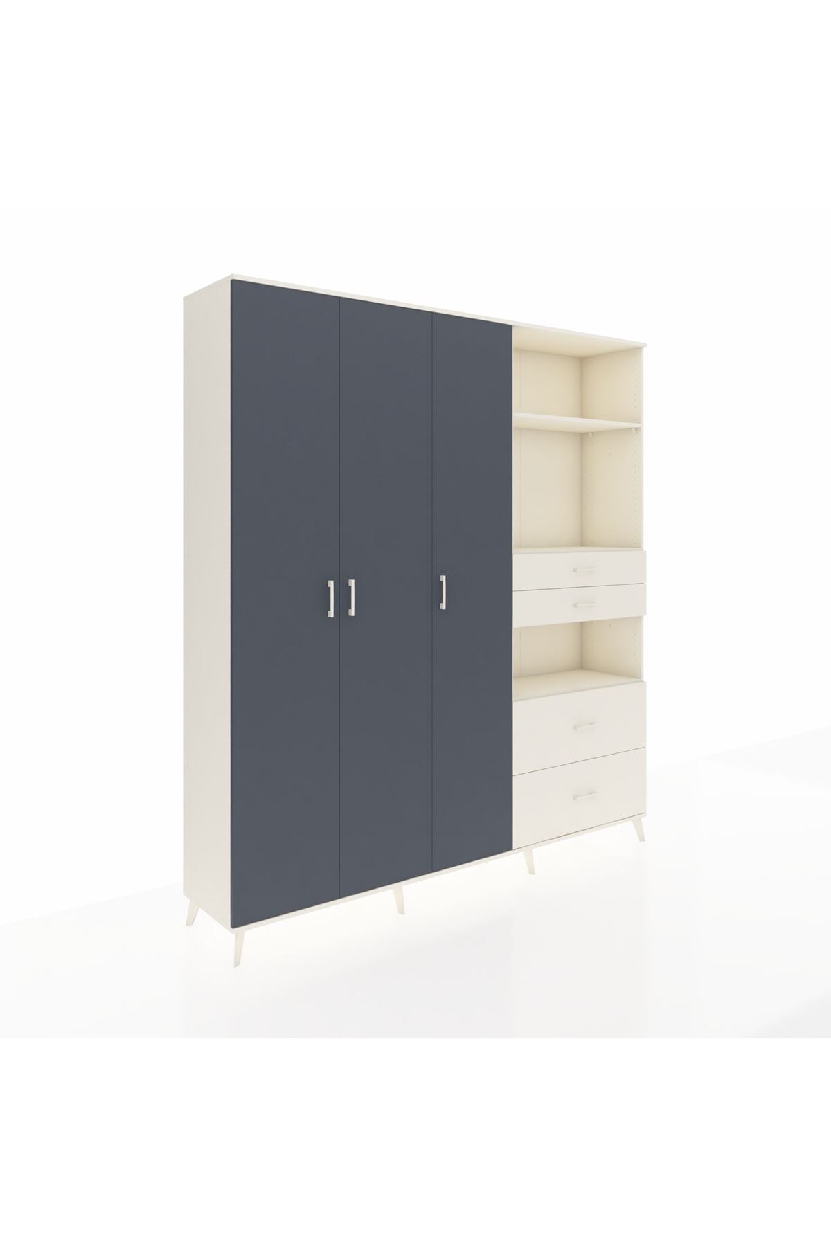 Hyperion Dolap 12 Raflı 4 Çekmeceli Tek Askılı 220x44x243 - S553M047V07B