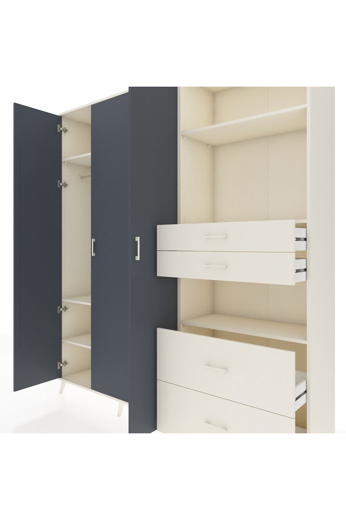 Hyperion Dolap 12 Raflı 4 Çekmeceli Tek Askılı 220x44x243 - S553M047V07B