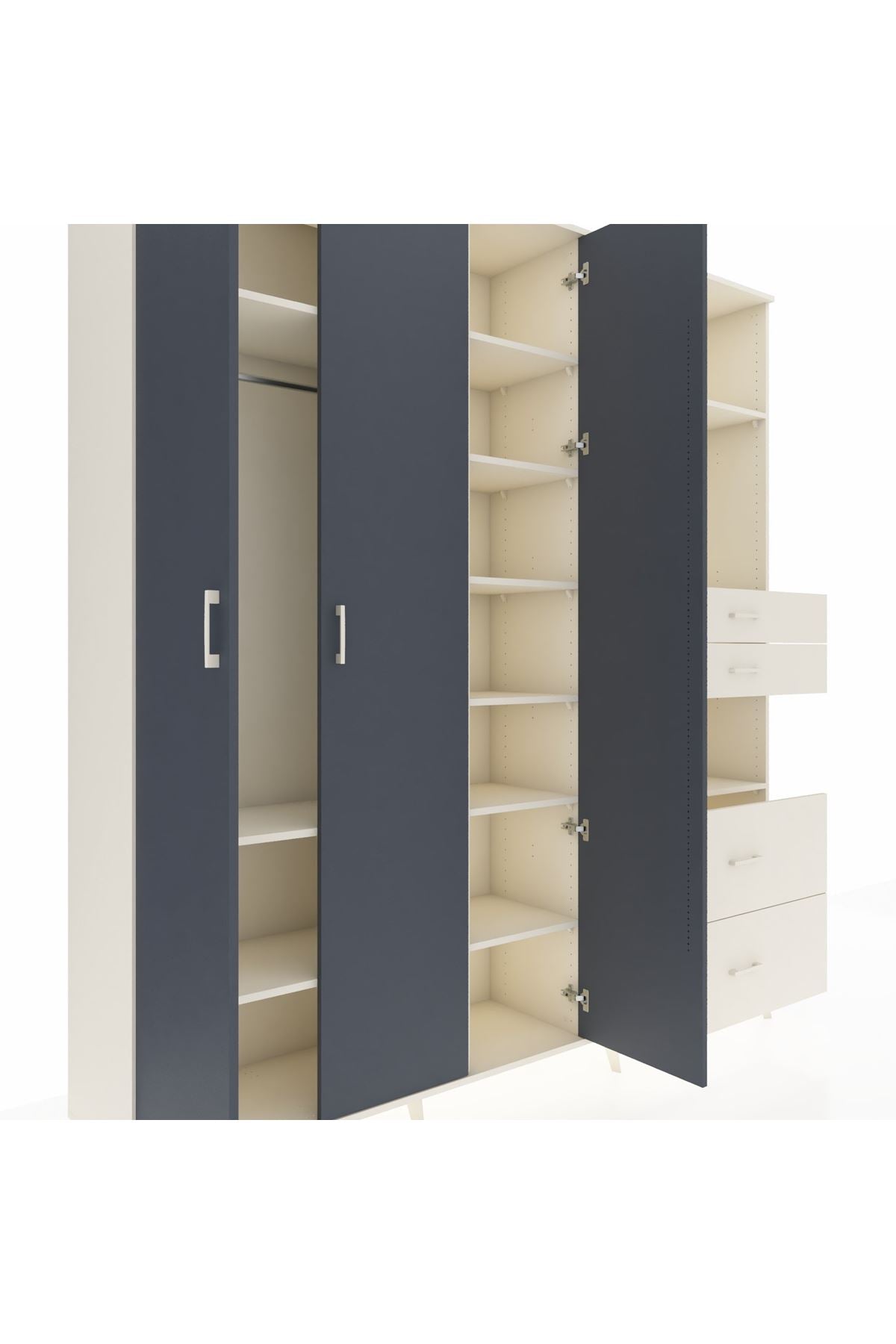 Hyperion Dolap 12 Raflı 4 Çekmeceli Tek Askılı 220x44x243 - S553M047V07B