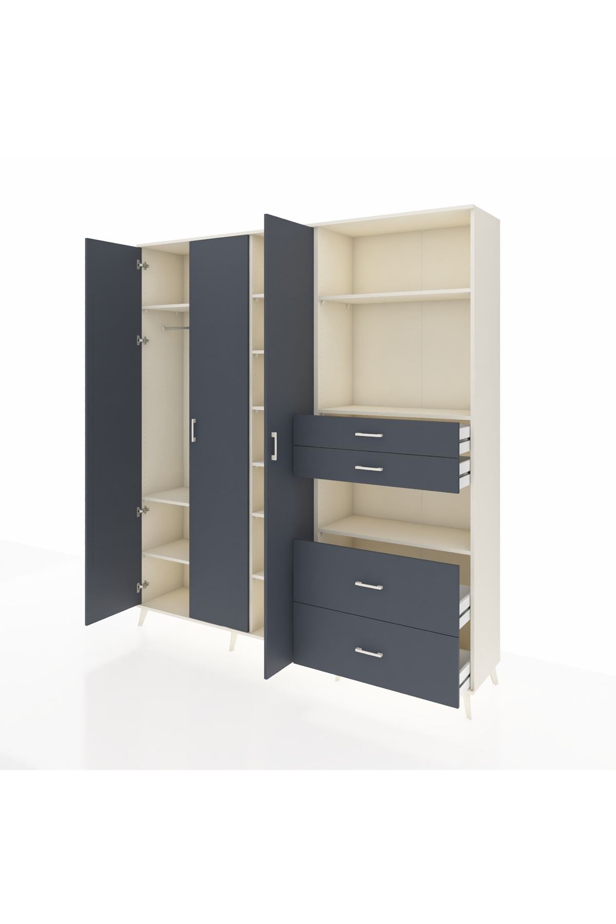 Hyperion Dolap 12 Raflı 4 Çekmeceli Tek Askılı 220x44x243 - S553M047V08B