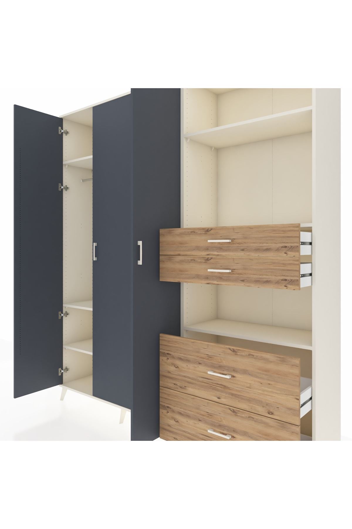 Hyperion Dolap 12 Raflı 4 Çekmeceli Tek Askılı 220x44x243 - S553M047V09B