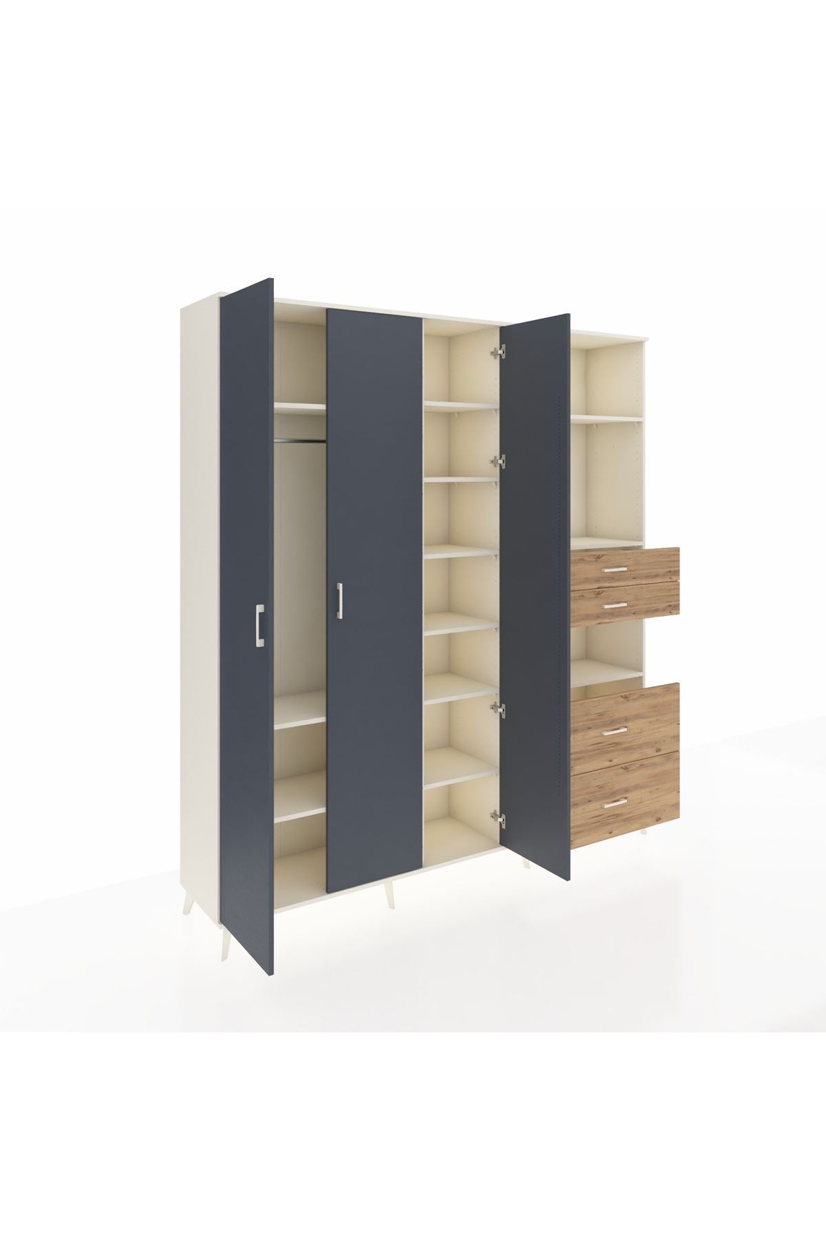 Hyperion Dolap 12 Raflı 4 Çekmeceli Tek Askılı 220x44x243 - S553M047V09B