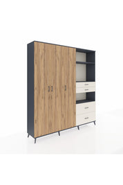 Hyperion Dolap 12 Raflı 4 Çekmeceli Tek Askılı 220x44x243 - S553M047V10B