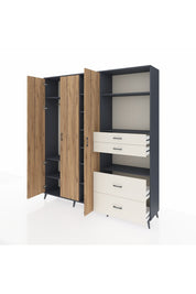 Hyperion Dolap 12 Raflı 4 Çekmeceli Tek Askılı 220x44x243 - S553M047V10B