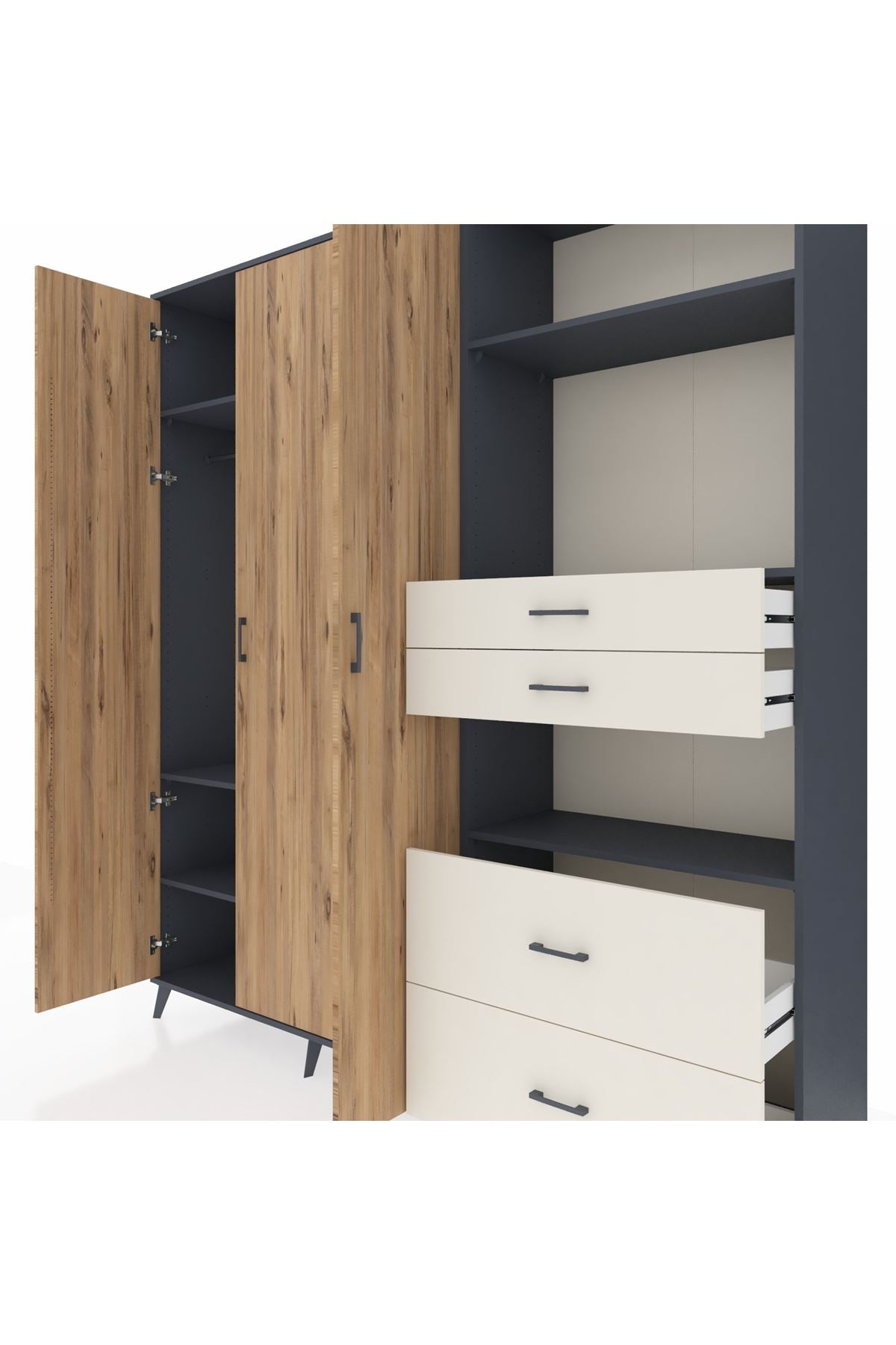 Hyperion Dolap 12 Raflı 4 Çekmeceli Tek Askılı 220x44x243 - S553M047V10B