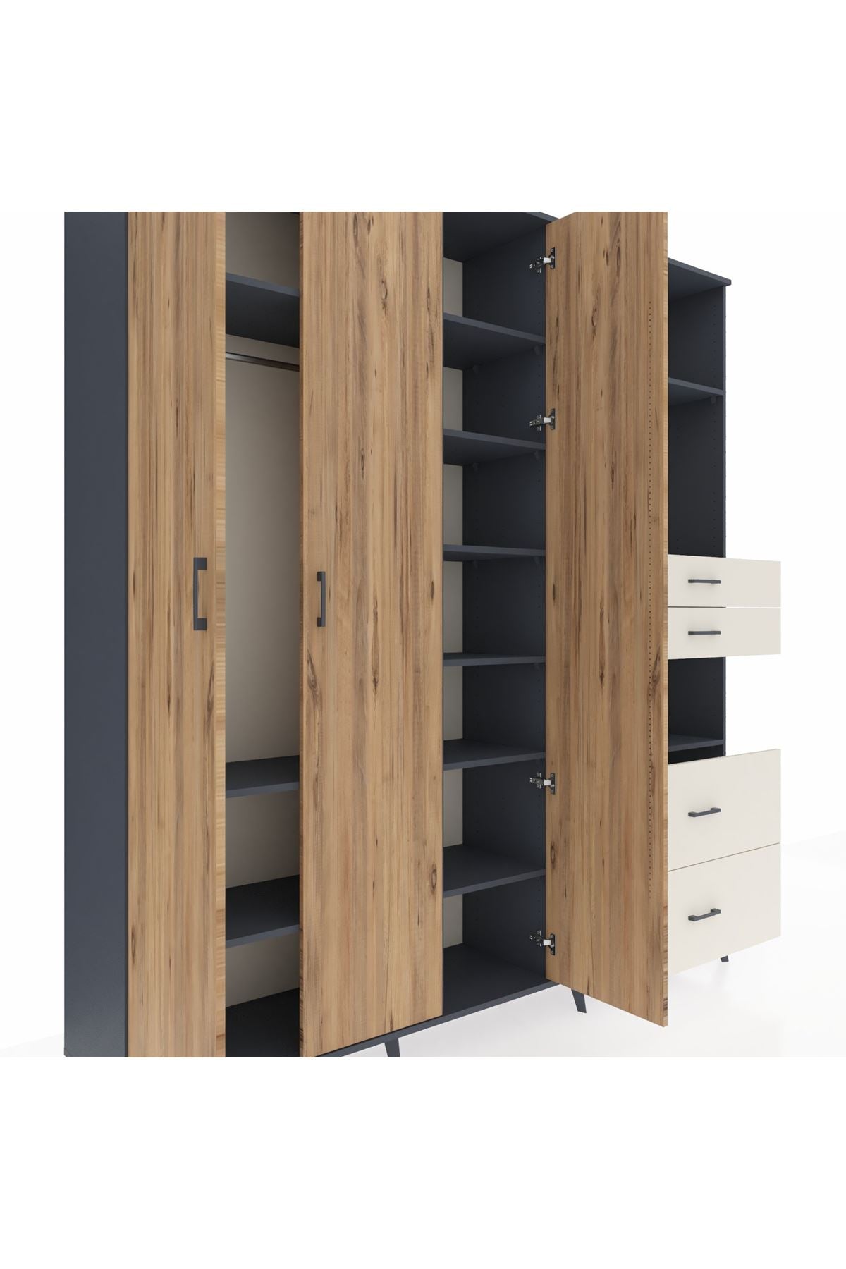 Hyperion Dolap 12 Raflı 4 Çekmeceli Tek Askılı 220x44x243 - S553M047V10B