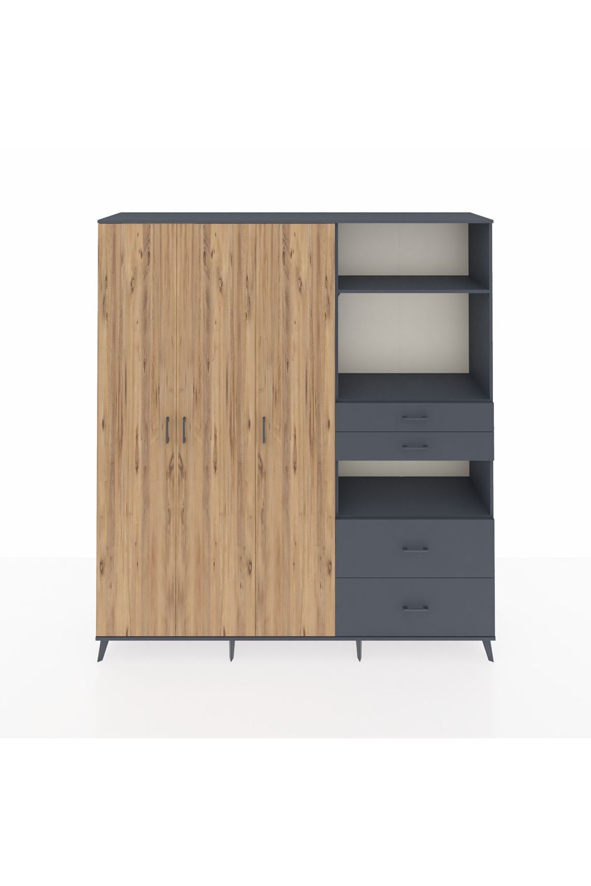 Hyperion Dolap 12 Raflı 4 Çekmeceli Tek Askılı 220x44x243 - S553M047V11B