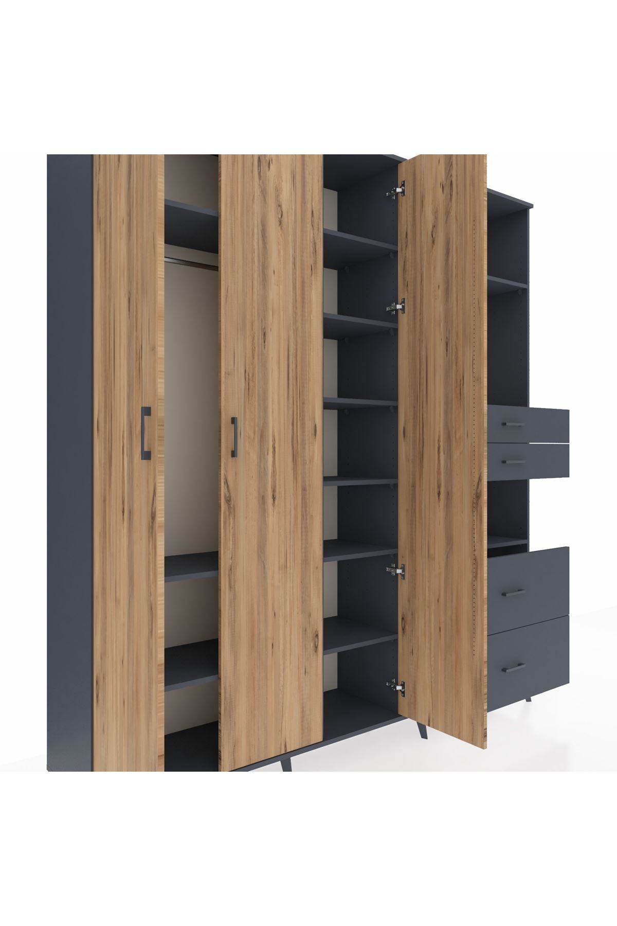 Hyperion Dolap 12 Raflı 4 Çekmeceli Tek Askılı 220x44x243 - S553M047V11B