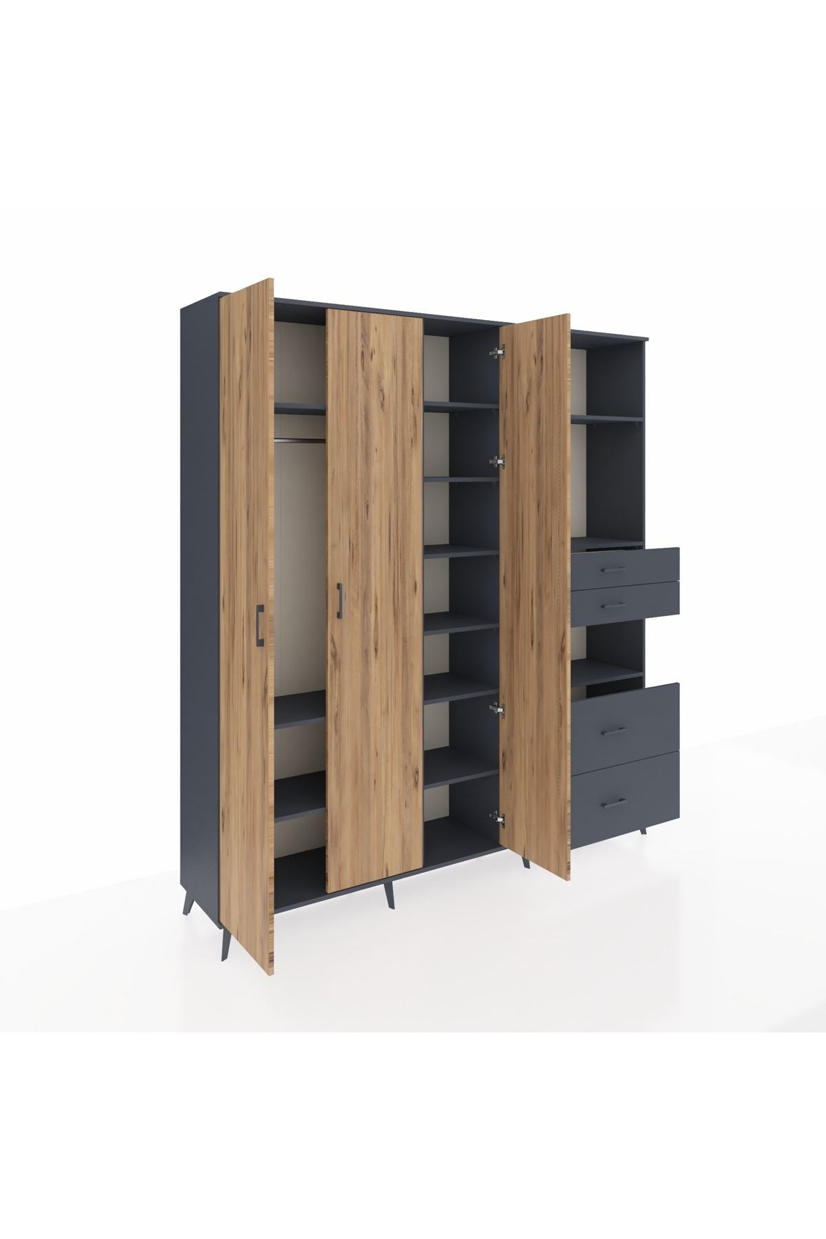 Hyperion Dolap 12 Raflı 4 Çekmeceli Tek Askılı 220x44x243 - S553M047V11B