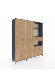 Hyperion Dolap 12 Raflı 4 Çekmeceli Tek Askılı 220x44x243 - S553M047V12B