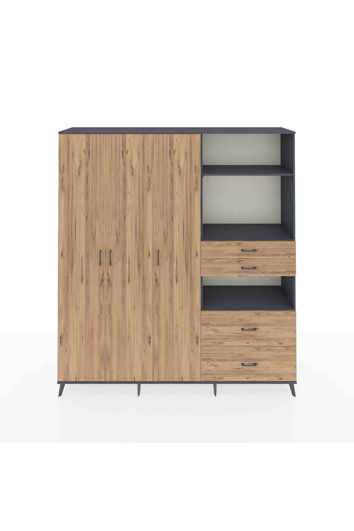 Hyperion Dolap 12 Raflı 4 Çekmeceli Tek Askılı 220x44x243 - S553M047V12B