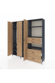 Hyperion Dolap 12 Raflı 4 Çekmeceli Tek Askılı 220x44x243 - S553M047V12B