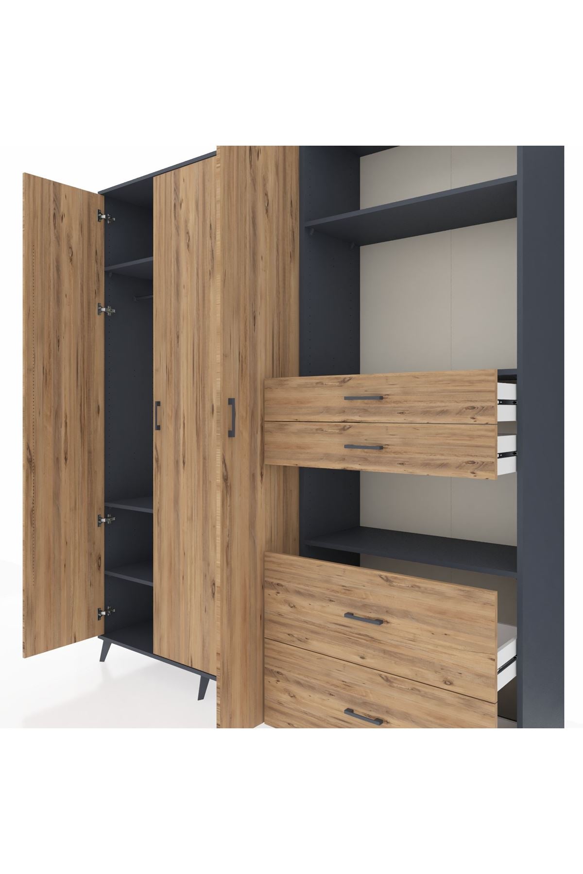 Hyperion Dolap 12 Raflı 4 Çekmeceli Tek Askılı 220x44x243 - S553M047V12B